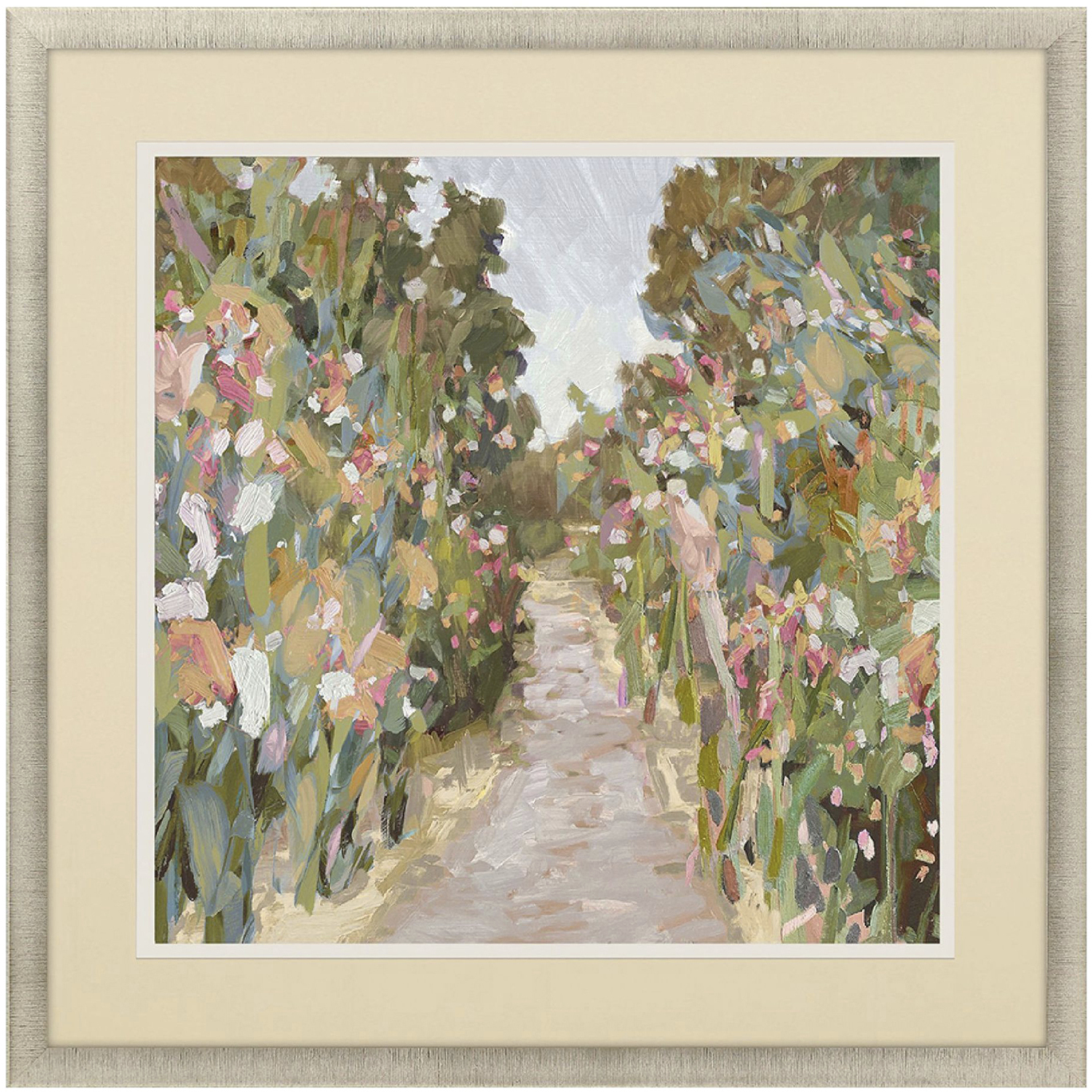 Garden Delight Pink and Multi and Beige and Blue Framed Art