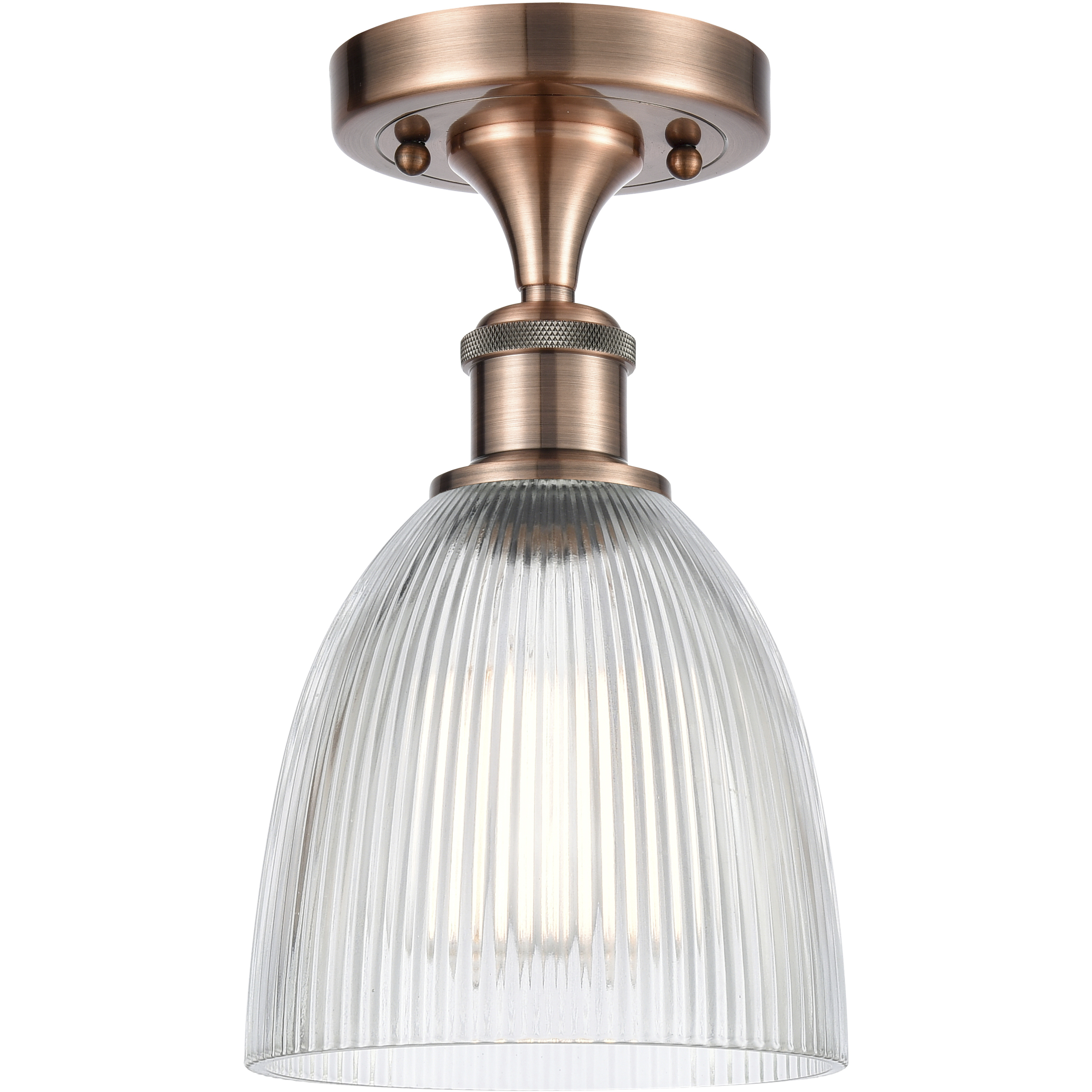 Castile 1 Light 6 inch Antique Copper Flush Mount Ceiling Light in Clear Glass