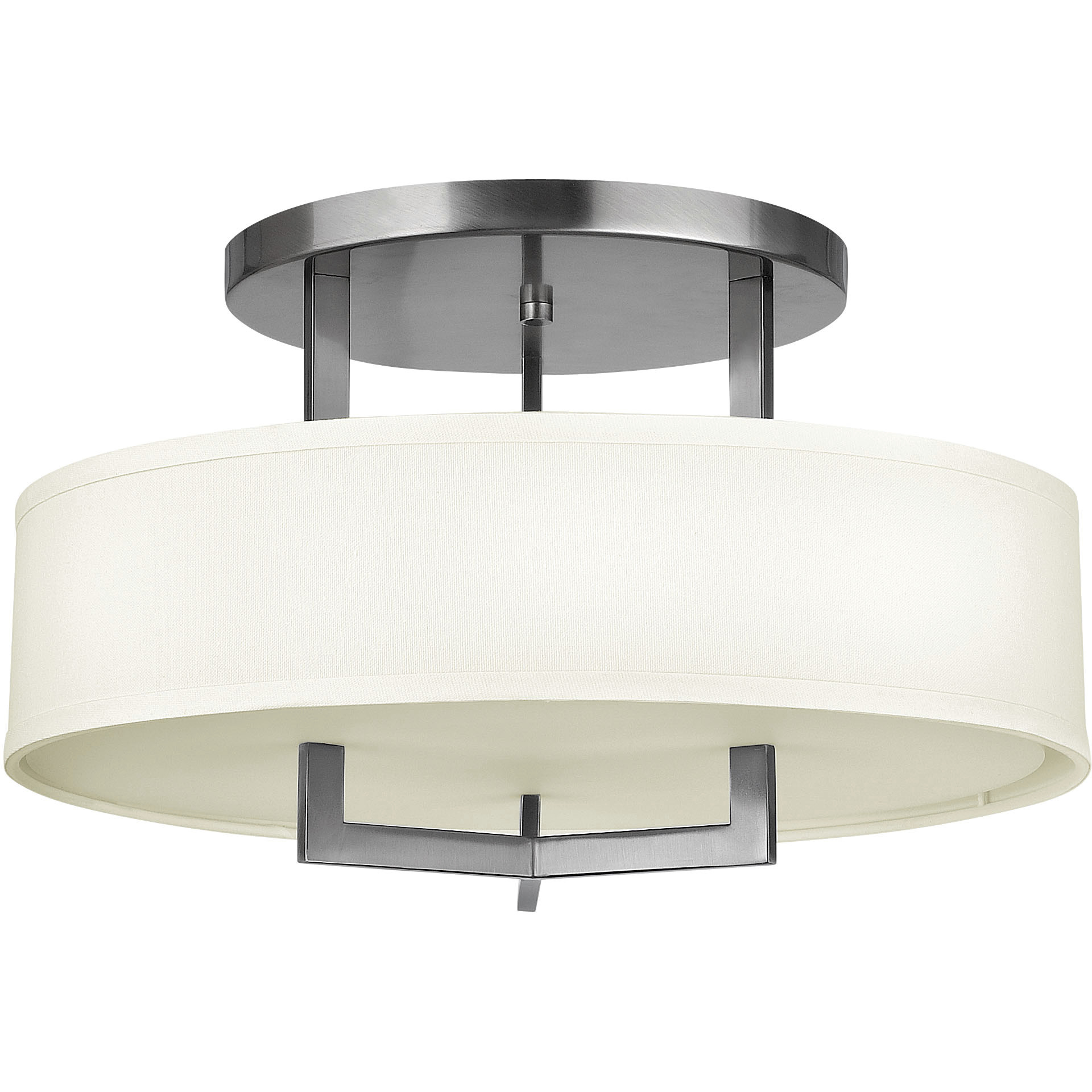 Hampton 3 Light 20 inch Antique Nickel Indoor Semi-Flush Mount Ceiling Light in Non-LED