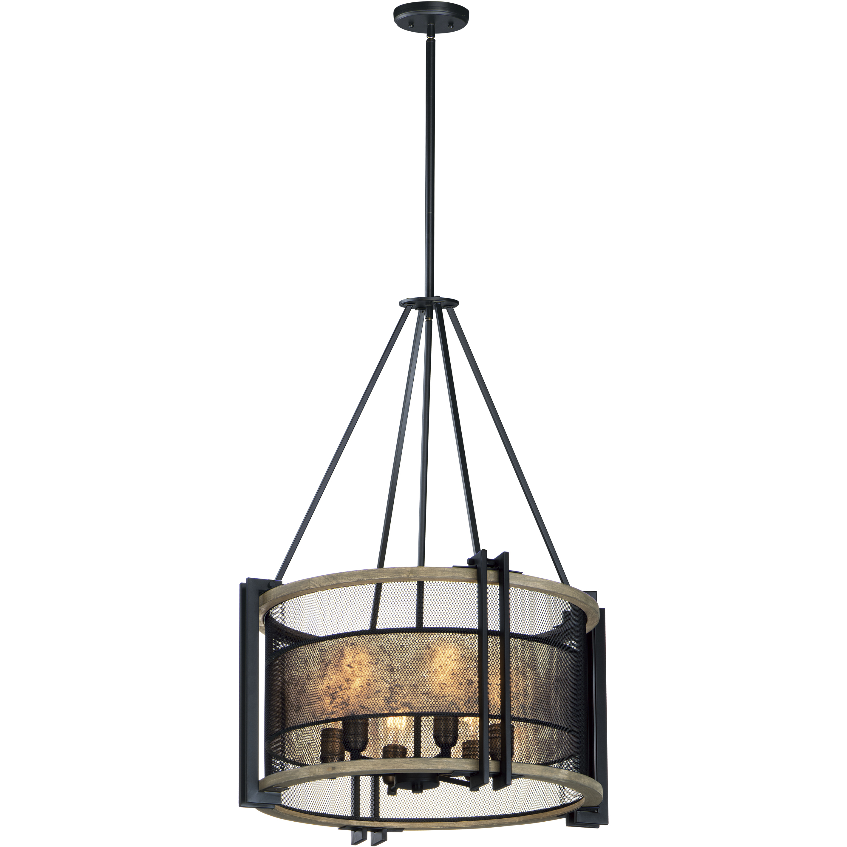 Boundry 6 Light 24 inch Black and Barn Wood and Antique Brass Chandelier Ceiling Light