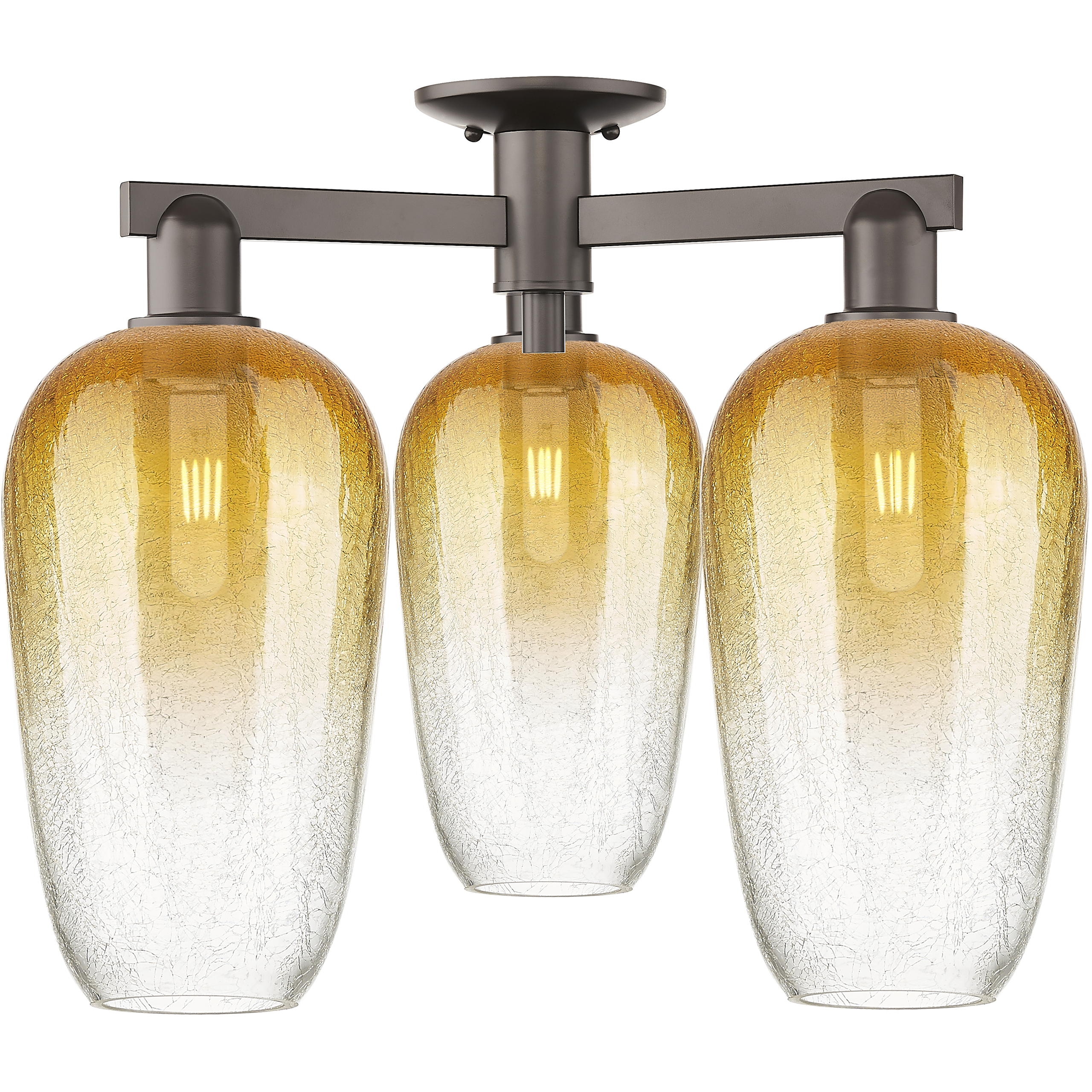 Brookhaven Flute 3 Light 24.5 inch Oil Rubbed Bronze Semi-Flush Mount Ceiling Light in Amber Glass