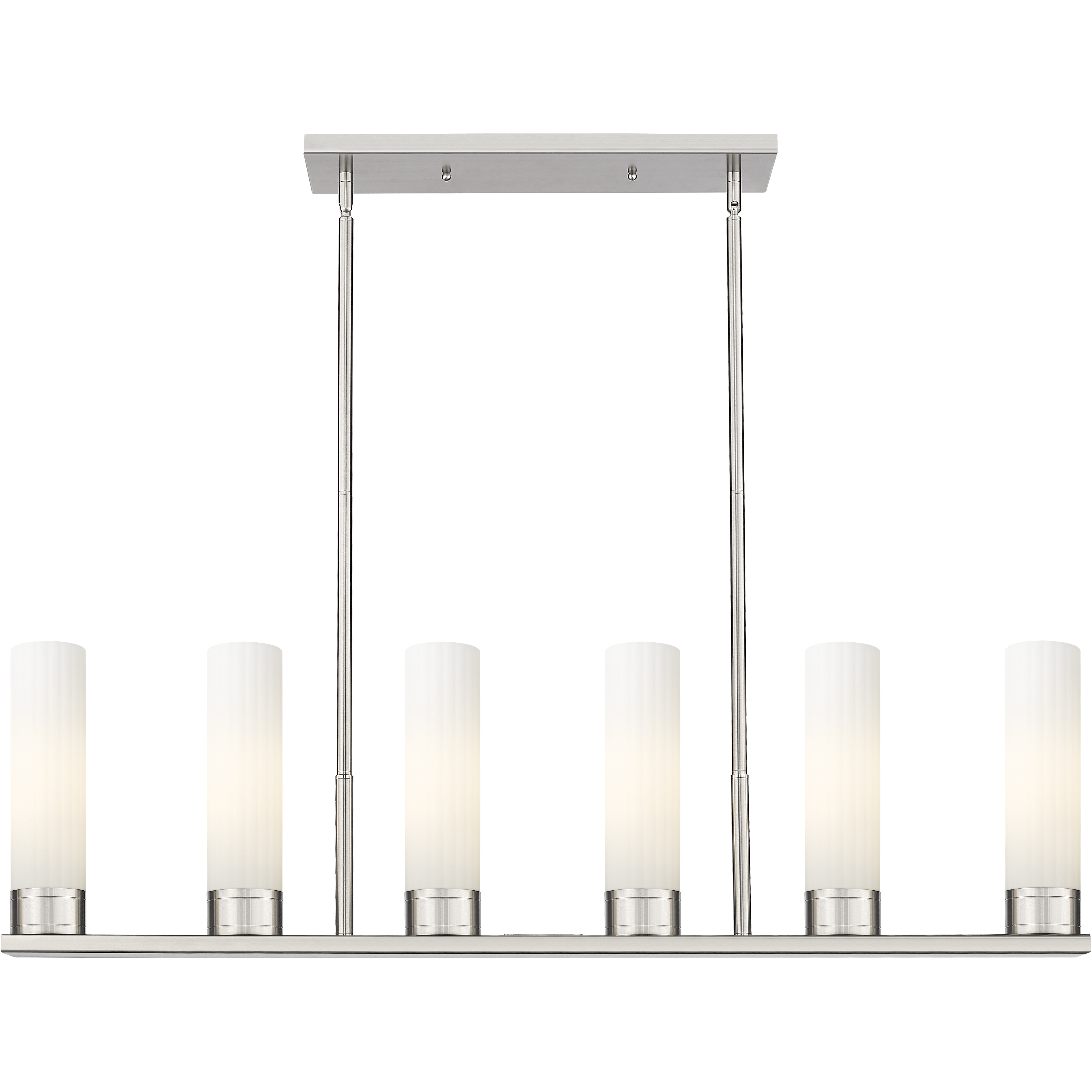 Empire 6 Light 44.25 inch Satin Nickel Linear Pendant Ceiling Light in Matte White Glass