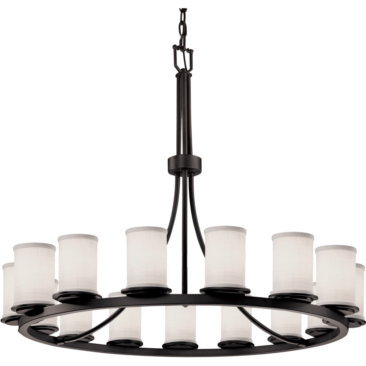 Textile 15 Light 42 inch Matte Black Chandelier Ceiling Light in White, Incandescent