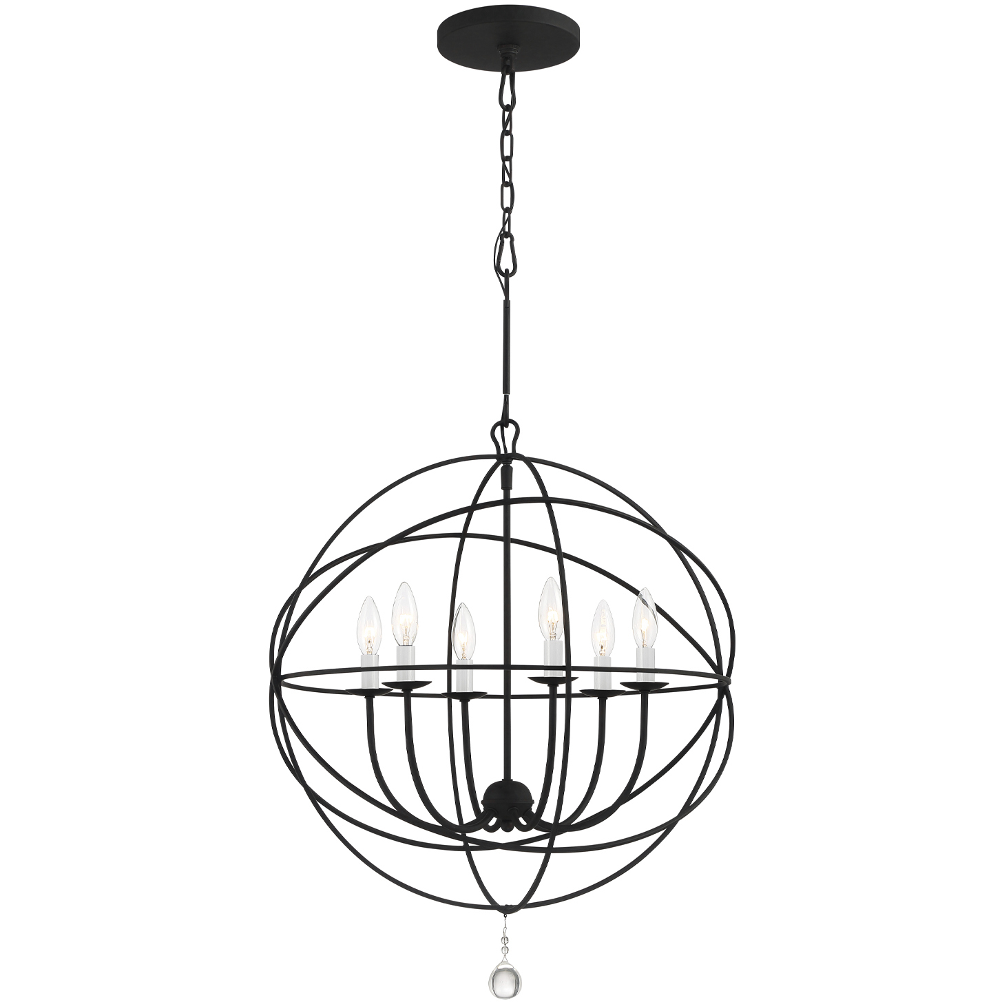 Solaris 6 Light 28.5 inch Black Chandelier Ceiling Light