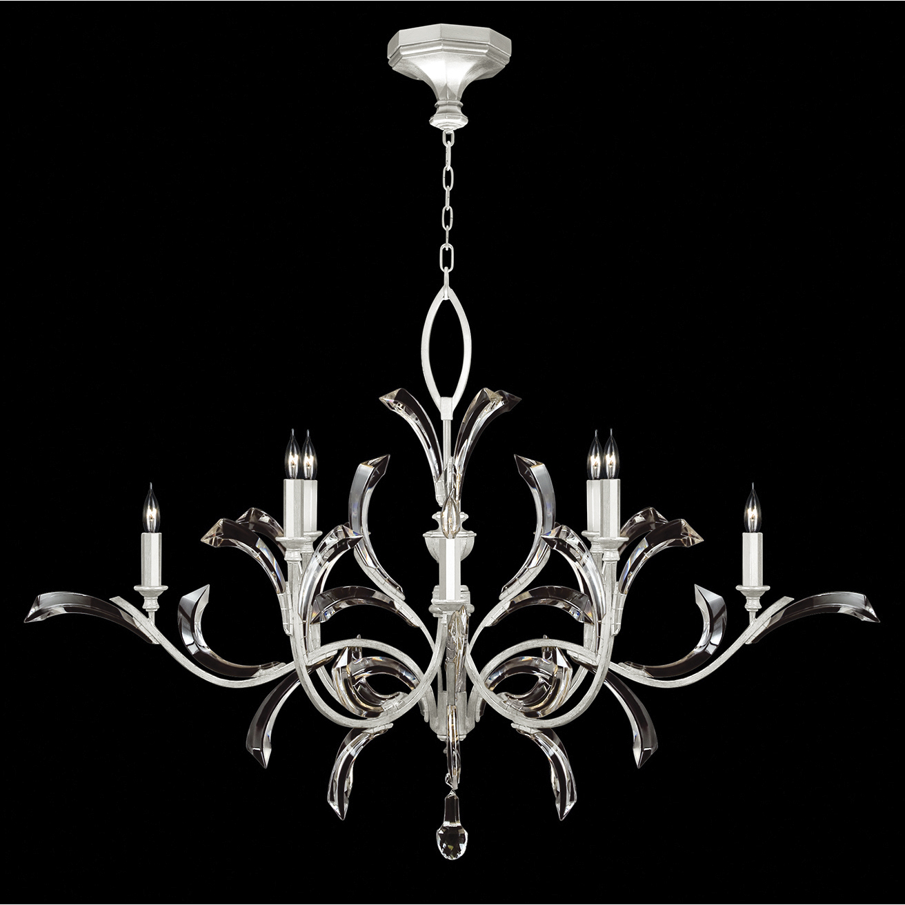 Beveled Arcs 8 Light 57 inch Silver Chandelier Ceiling Light