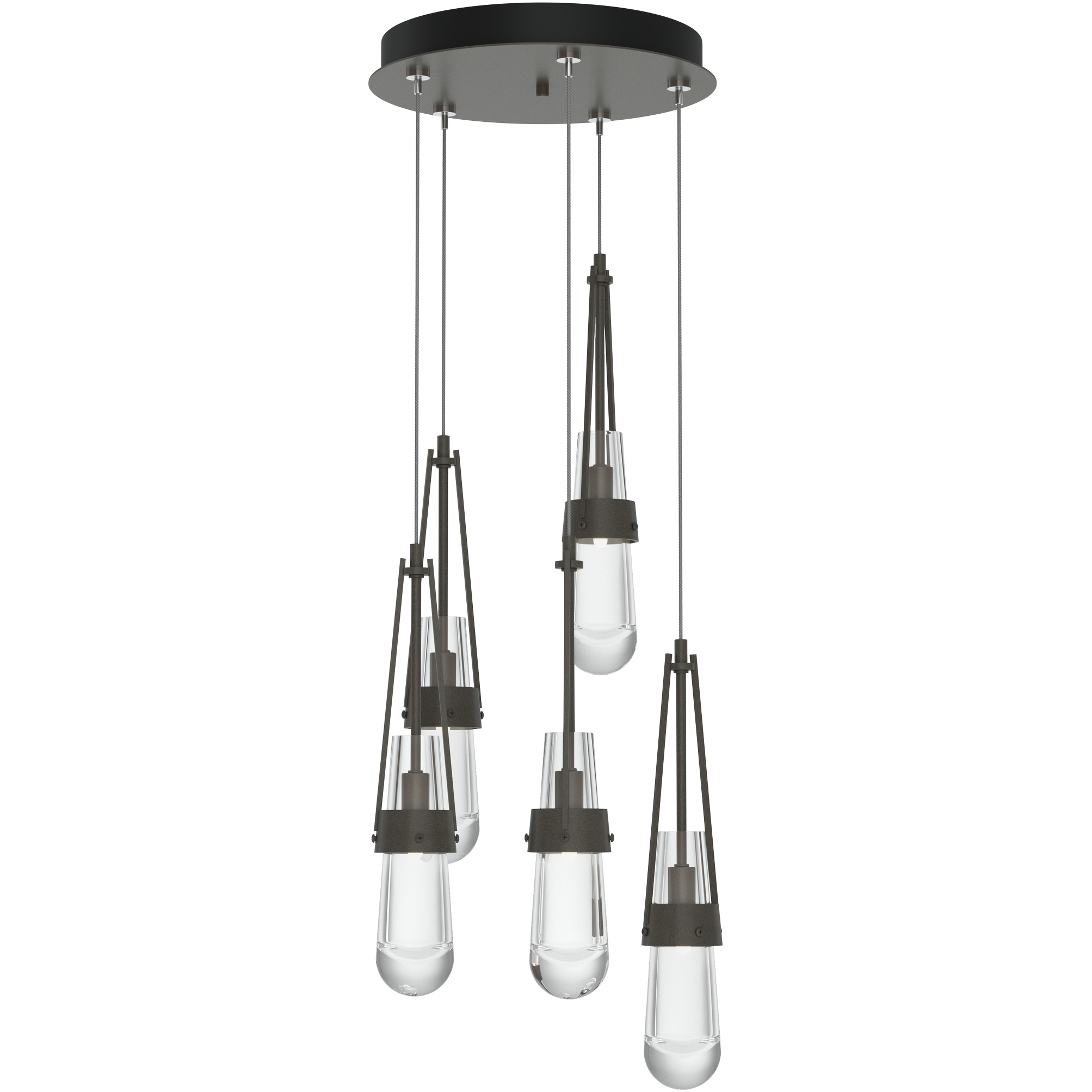 Link 5 Light 13 inch Dark Smoke Pendant Ceiling Light, Long
