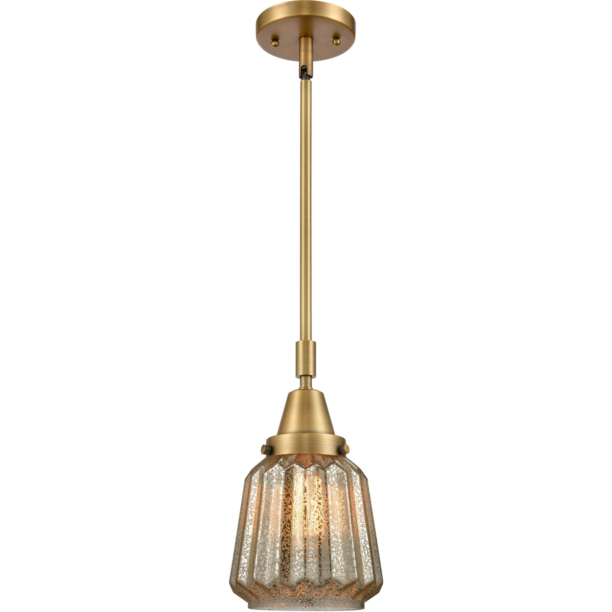 Franklin Restoration Chatham LED 6 inch Brushed Brass Mini Pendant Ceiling Light in Mercury Glass