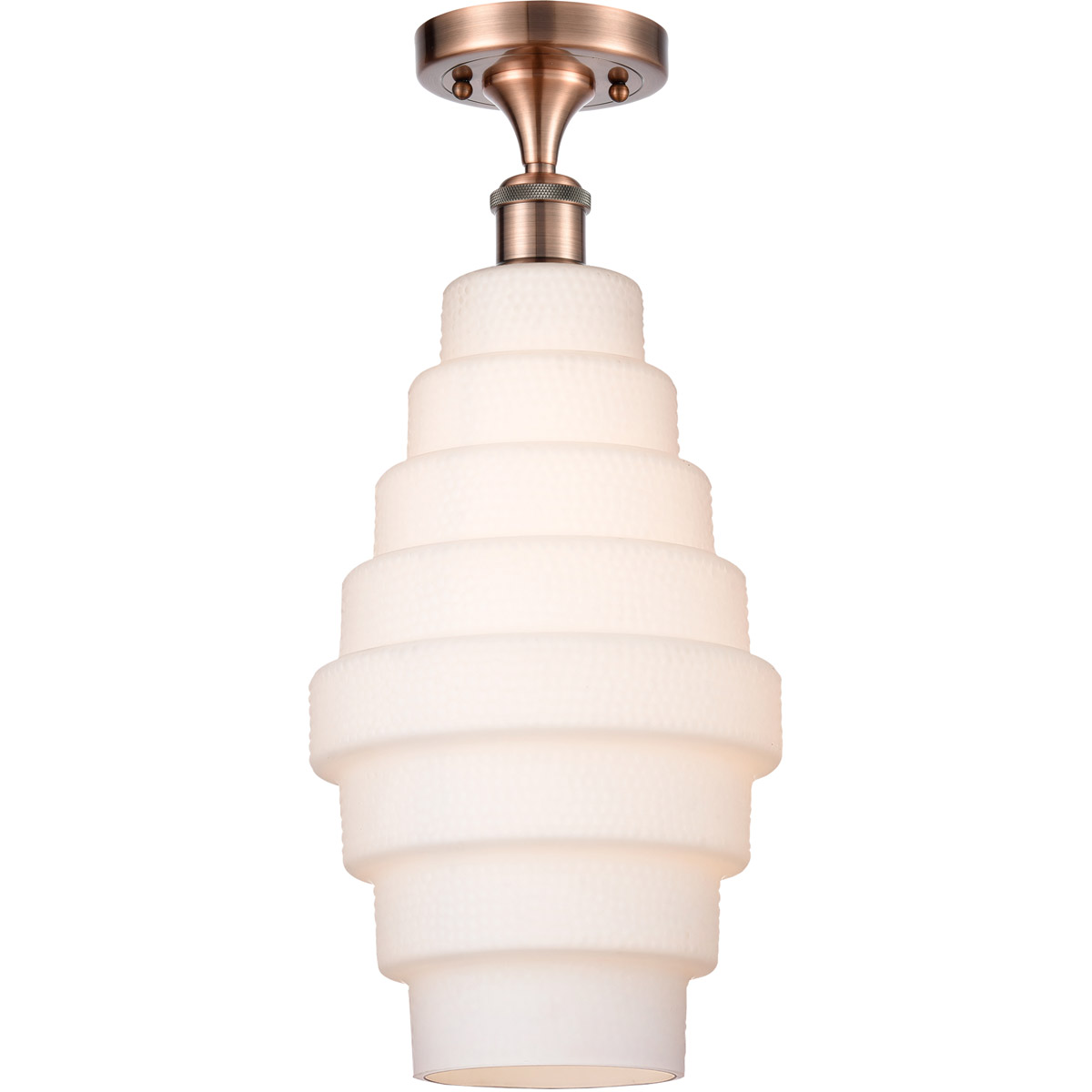 Ballston Cascade LED 8.25 inch Antique Copper Semi-Flush Mount Ceiling Light in White