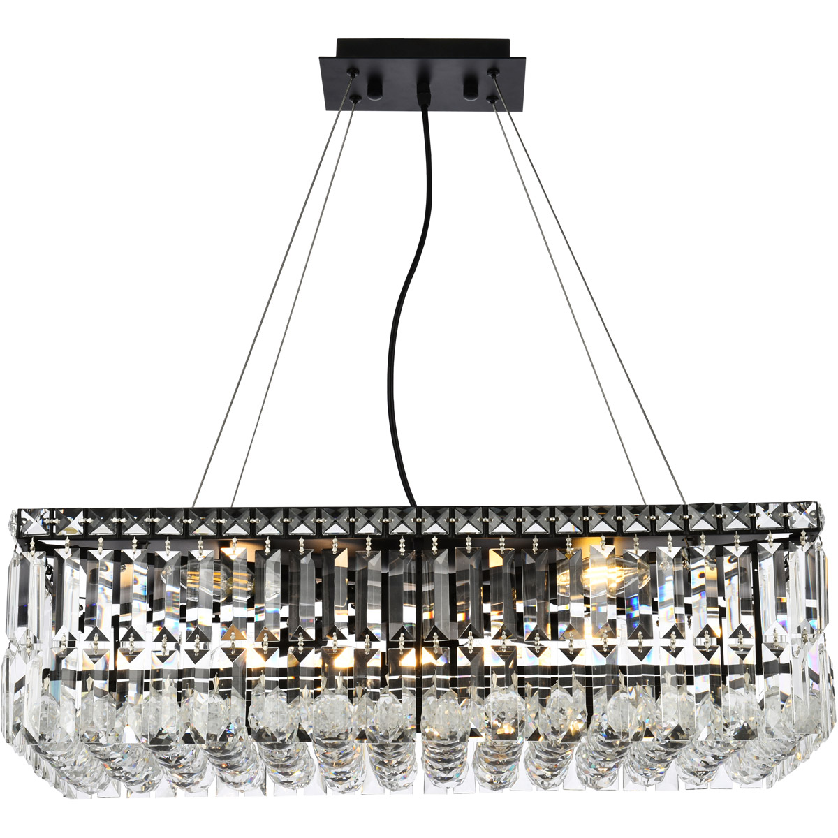 Maxime 6 Light 24 inch Black and Clear Linear Chandelier Ceiling Light in Royal Cut