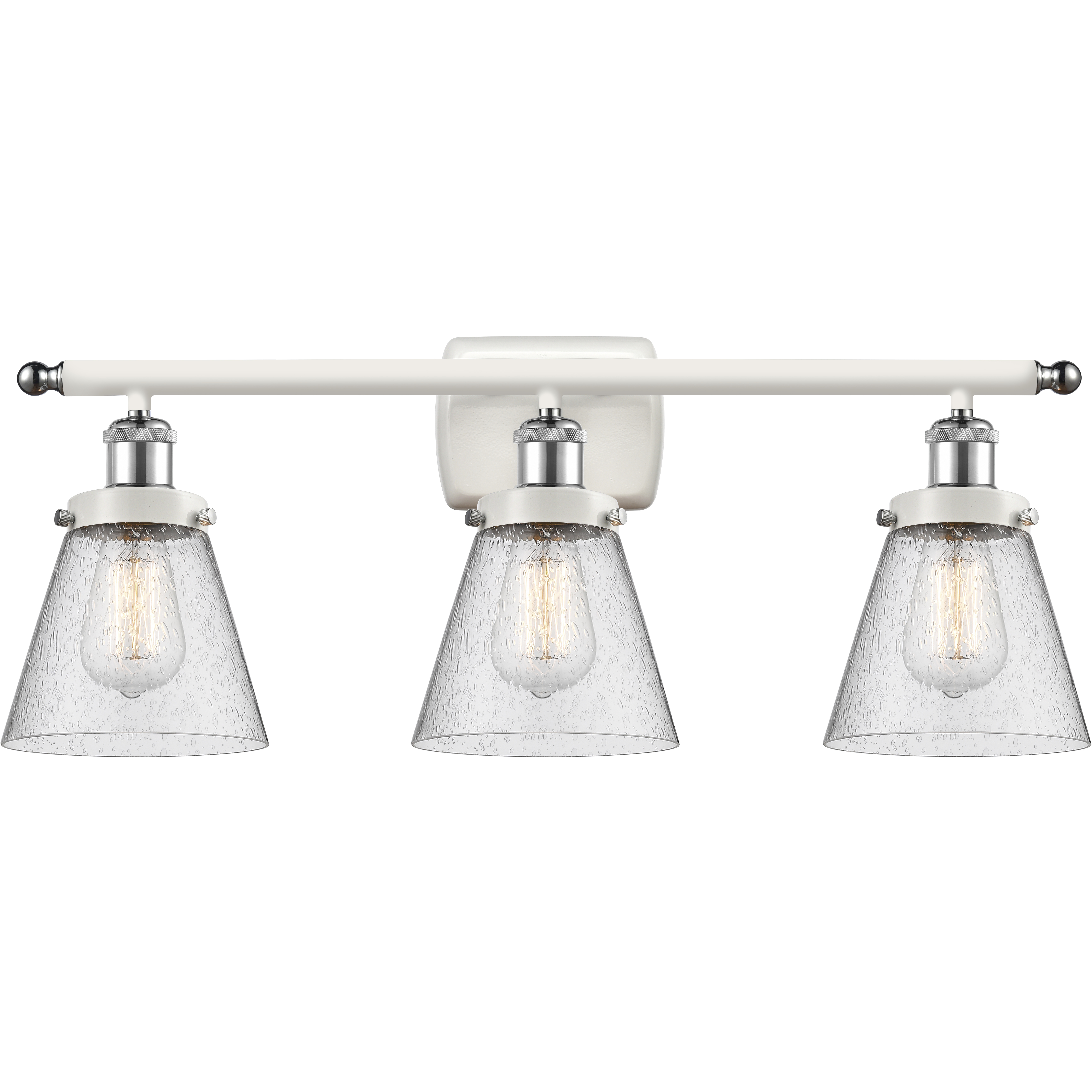 Ballston Small Cone LED 26 inch White and Polished Chrome Bath Vanity Light Wall Light in Seedy Glass