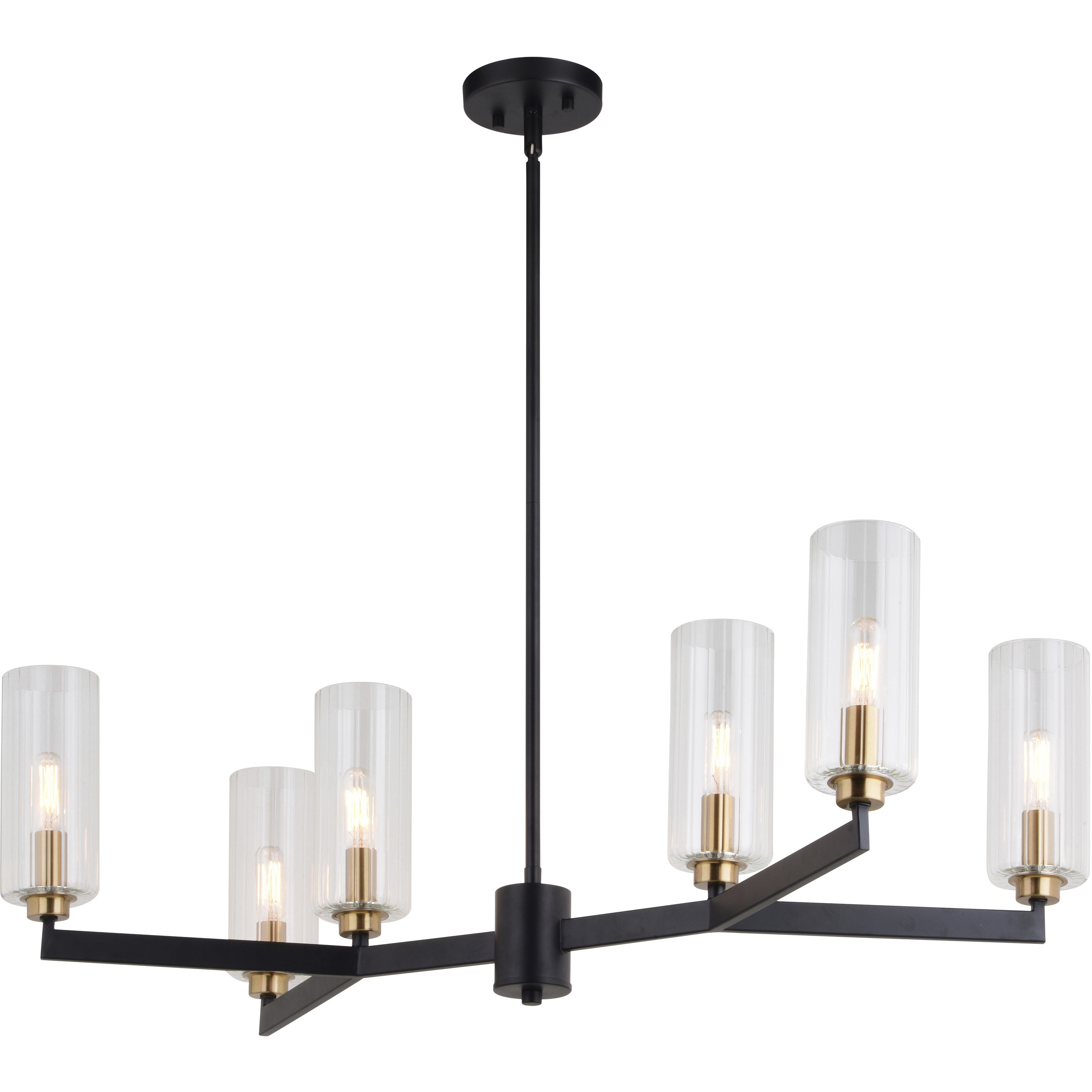 Claremont LED 31.25 inch Matte Black and Autumn Brass Chandelier Ceiling Light
