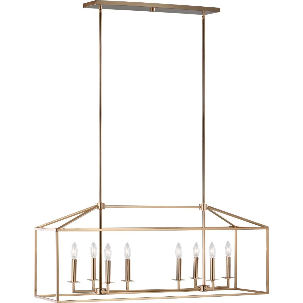Perryton 8 Light 40 inch Satin Brass Linear Chandelier Ceiling Light