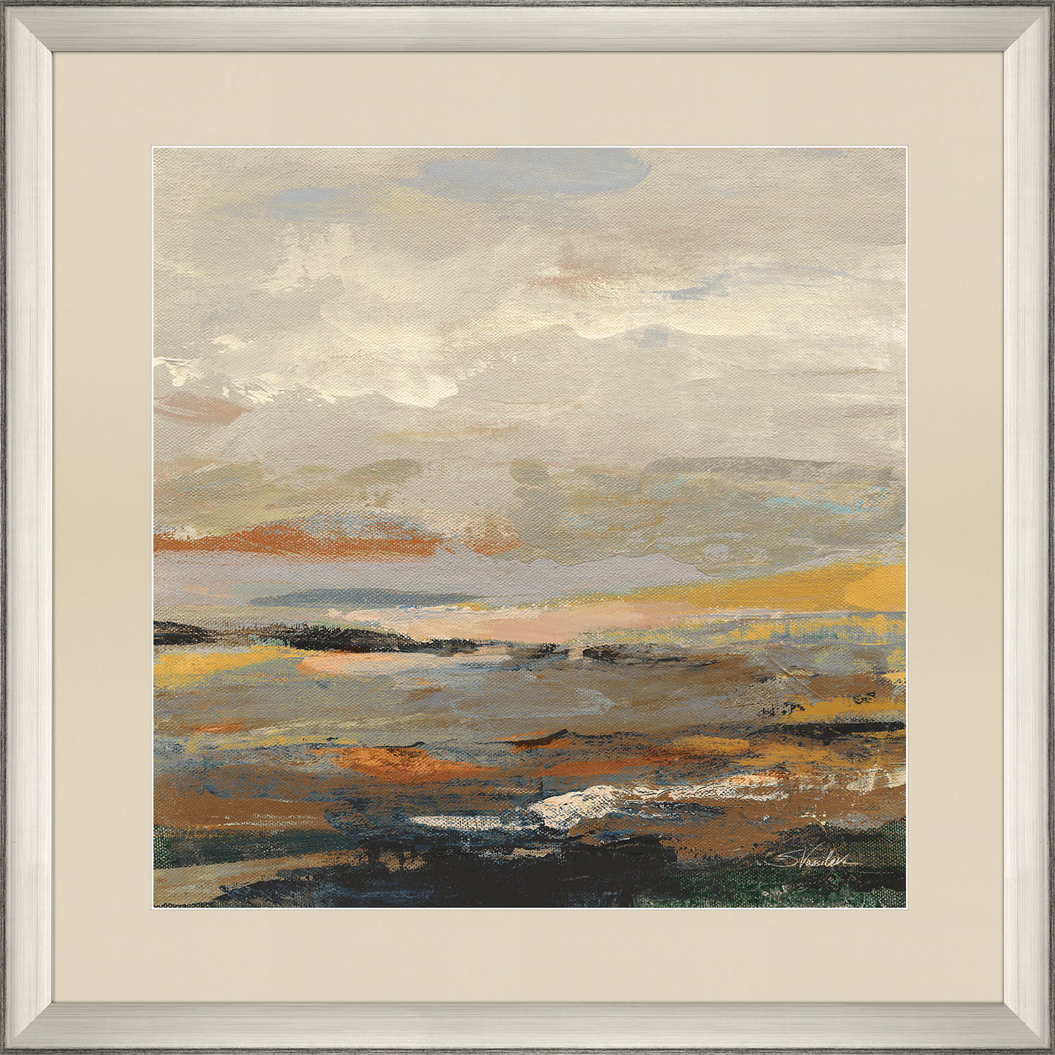 Warm Bay Orange and Beige and Rust and Yellow Framed Art