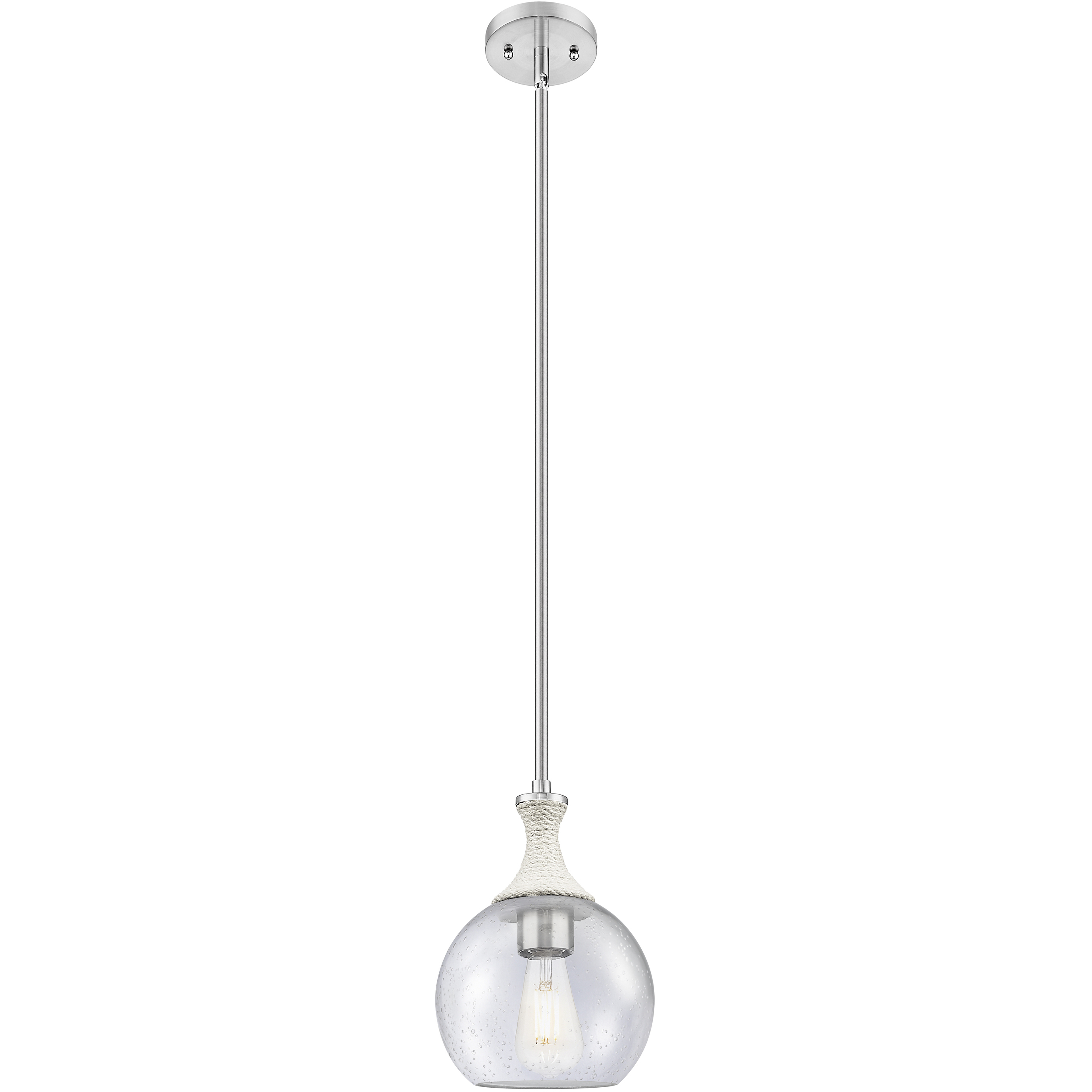 Astor 1 Light 8 inch Satin Nickel Mini Pendant Ceiling Light in Seedy Glass