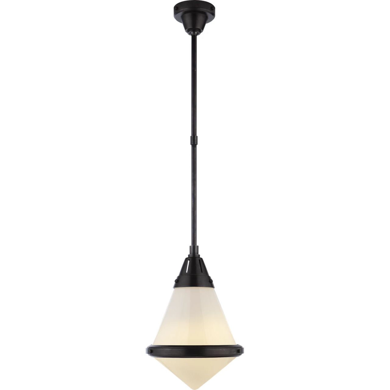 Thomas O'Brien Gale 1 Light 11.25 inch Bronze Pendant Ceiling Light in White Glass, Small