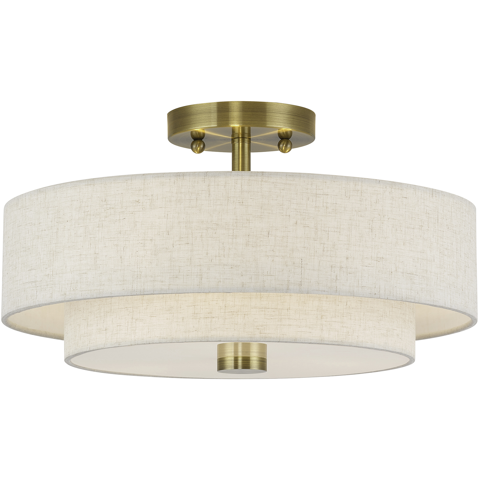 Monroe 3 Light 15 inch Antique Brass Semi Flush Mount Ceiling Light, Large