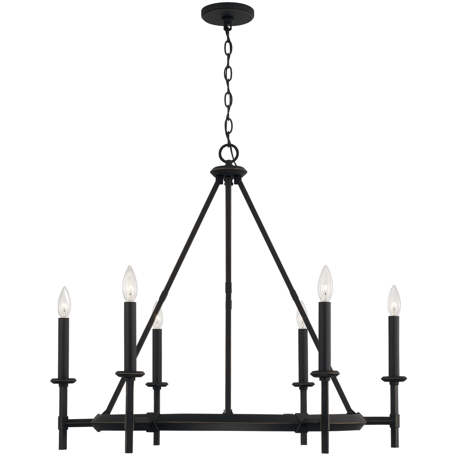 Ogden 6 Light 33.25 inch Brushed Black Iron Chandelier Ceiling Light