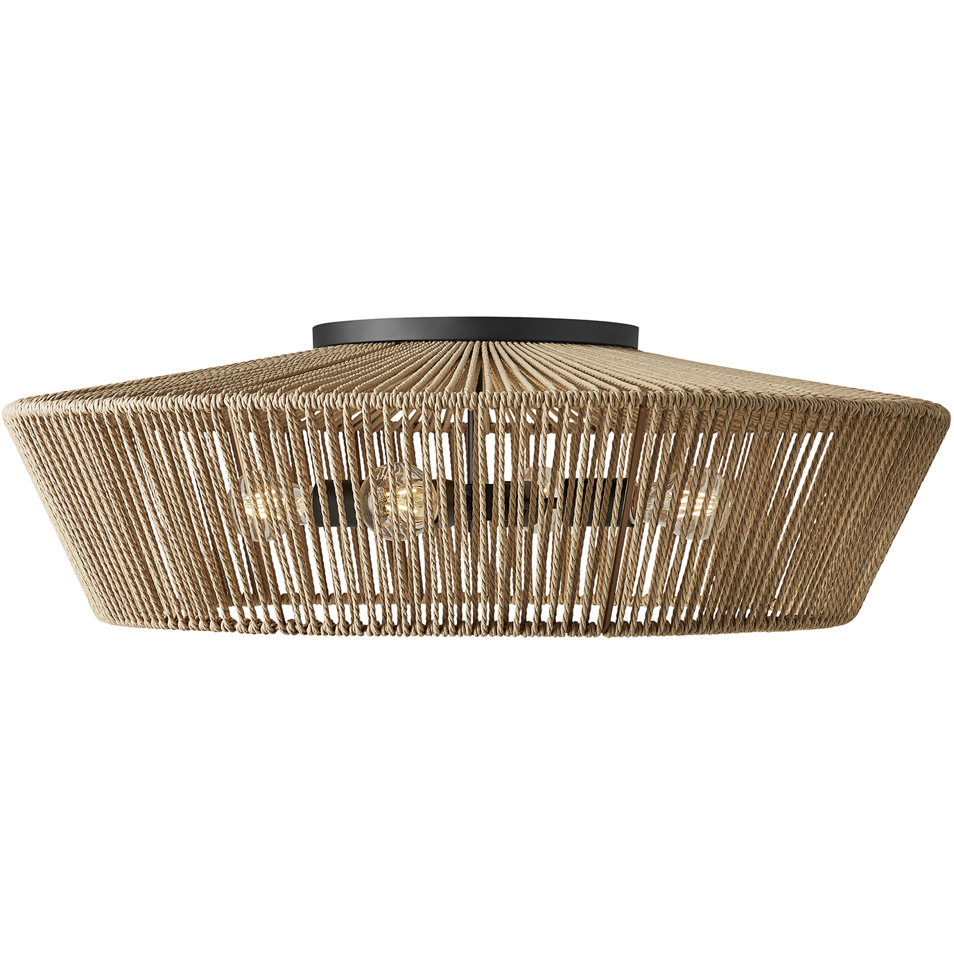 Eco LED 30 inch Matte Black Semi-Flush Ceiling Light in Natural