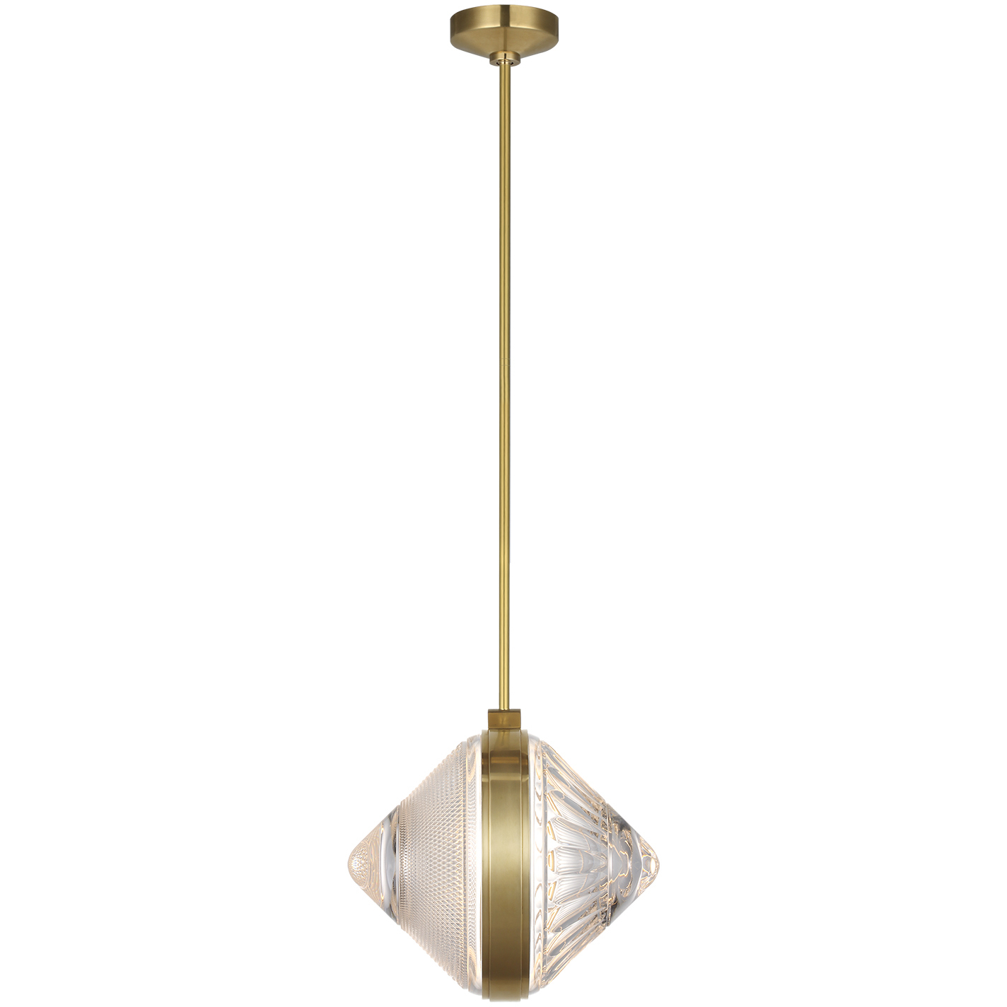 Waterford Copper Coast LED 15 inch Natural Brass Karo and Olive Cut Pendant Ceiling Light