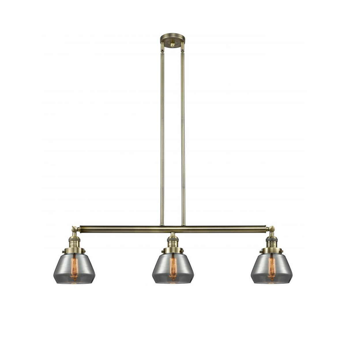 Franklin Restoration Fulton LED 39.25 inch Antique Brass Island Light Ceiling Light in Plated Smoke Glass, Franklin Restoration