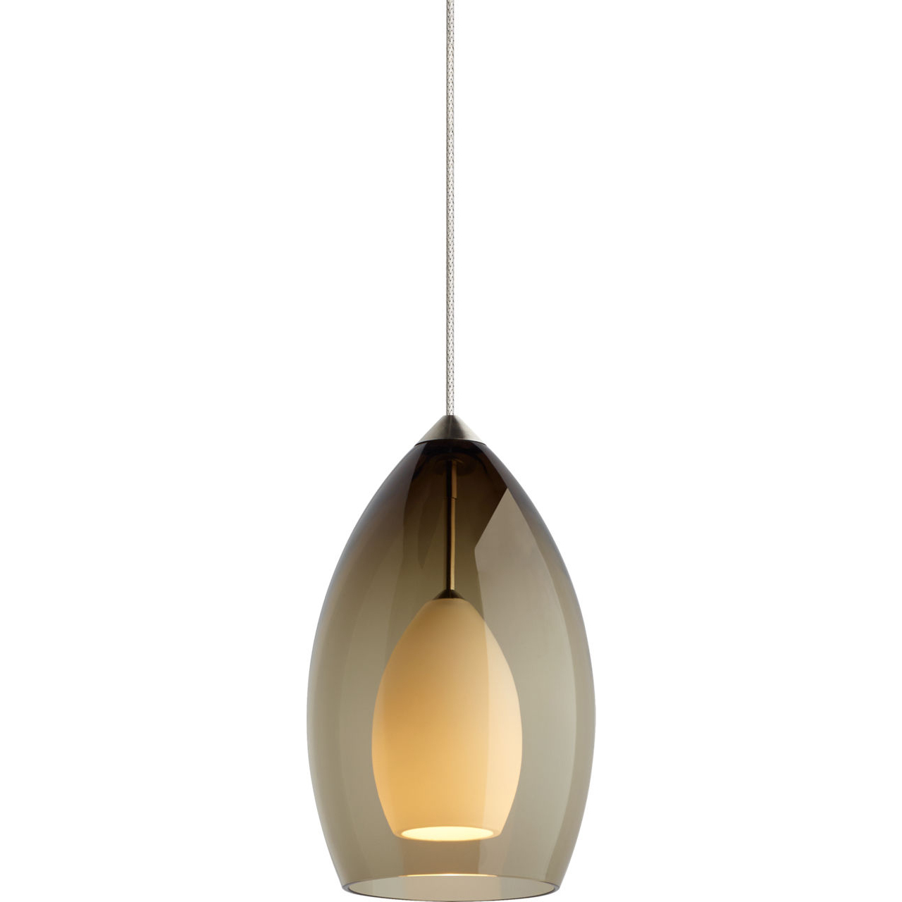 Fire 1 Light 12 Satin Nickel Low-Voltage Pendant Ceiling Light in FreeJack, Smoke Glass