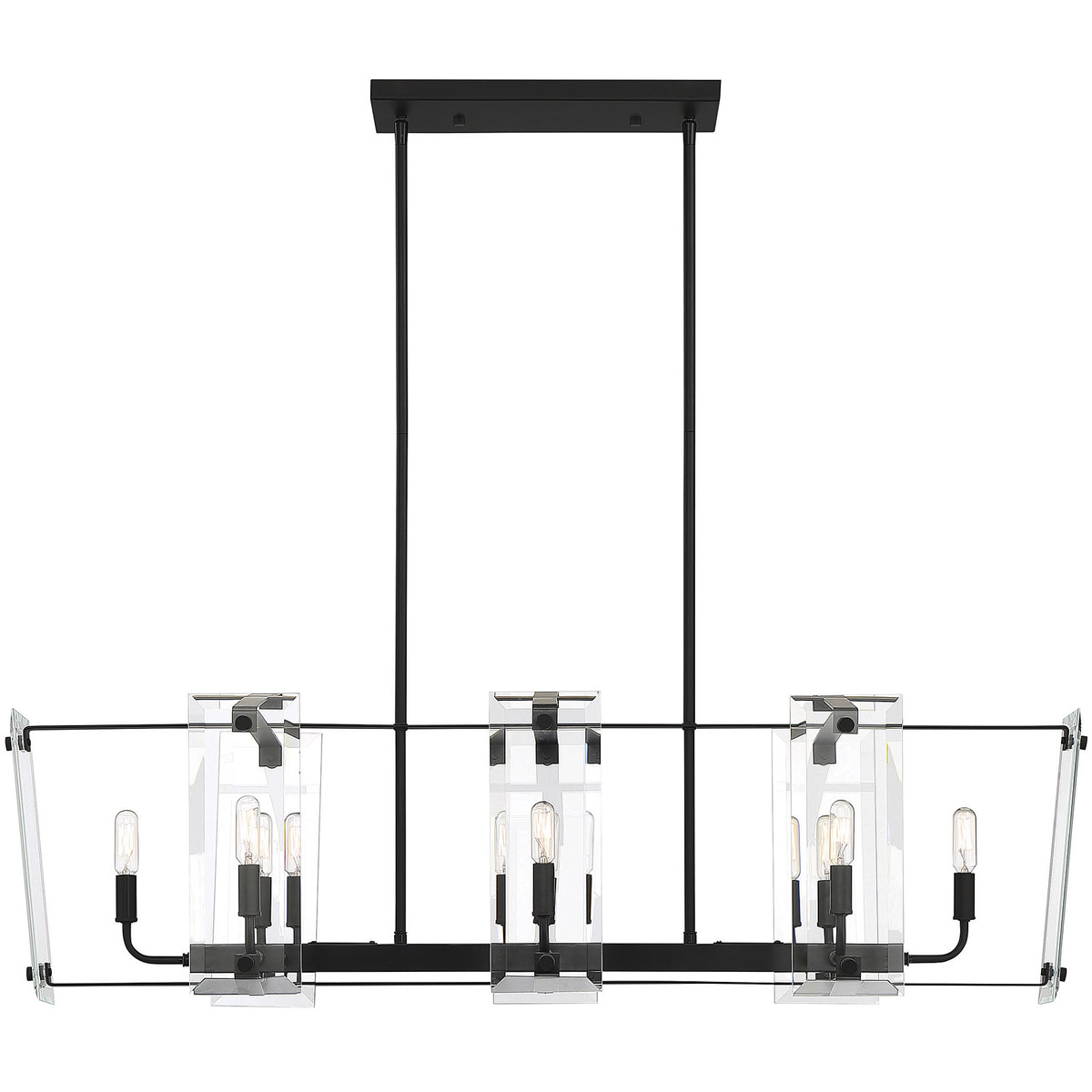 Everett 8 Light 44 inch Matte Black Linear Chandelier Ceiling Light