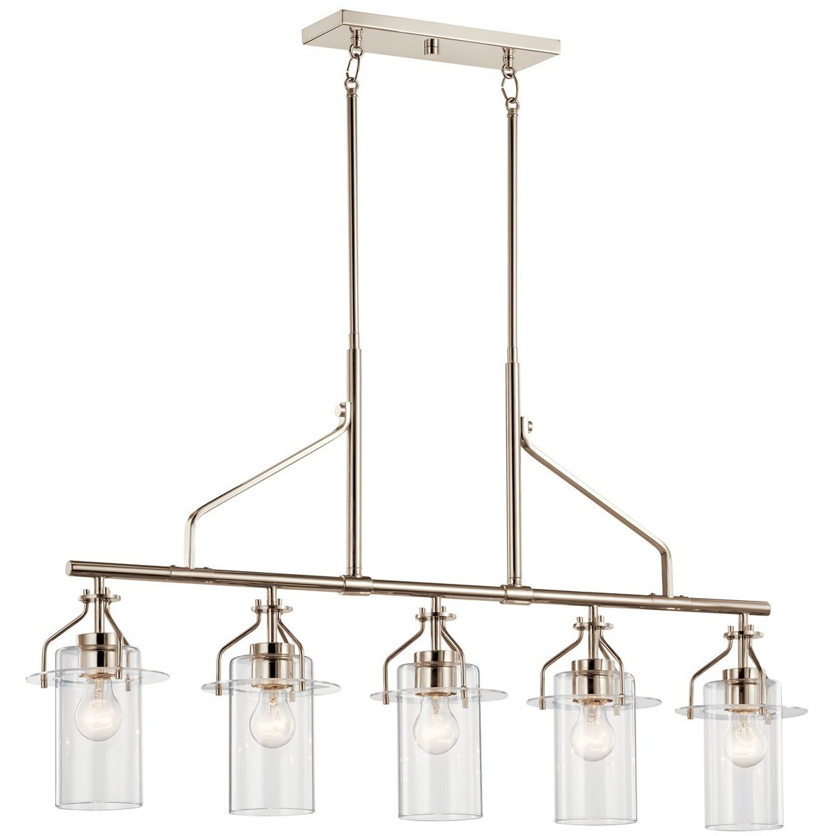 Everett 5 Light 6.5 inch Polished Nickel Chandelier Linear Ceiling Light, Single