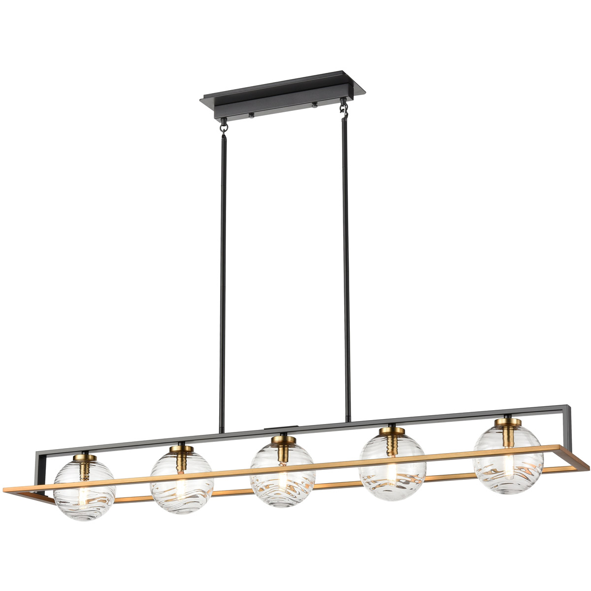 Tropea 5 Light 42 inch Brass And Graphite Linear Pendant Ceiling Light