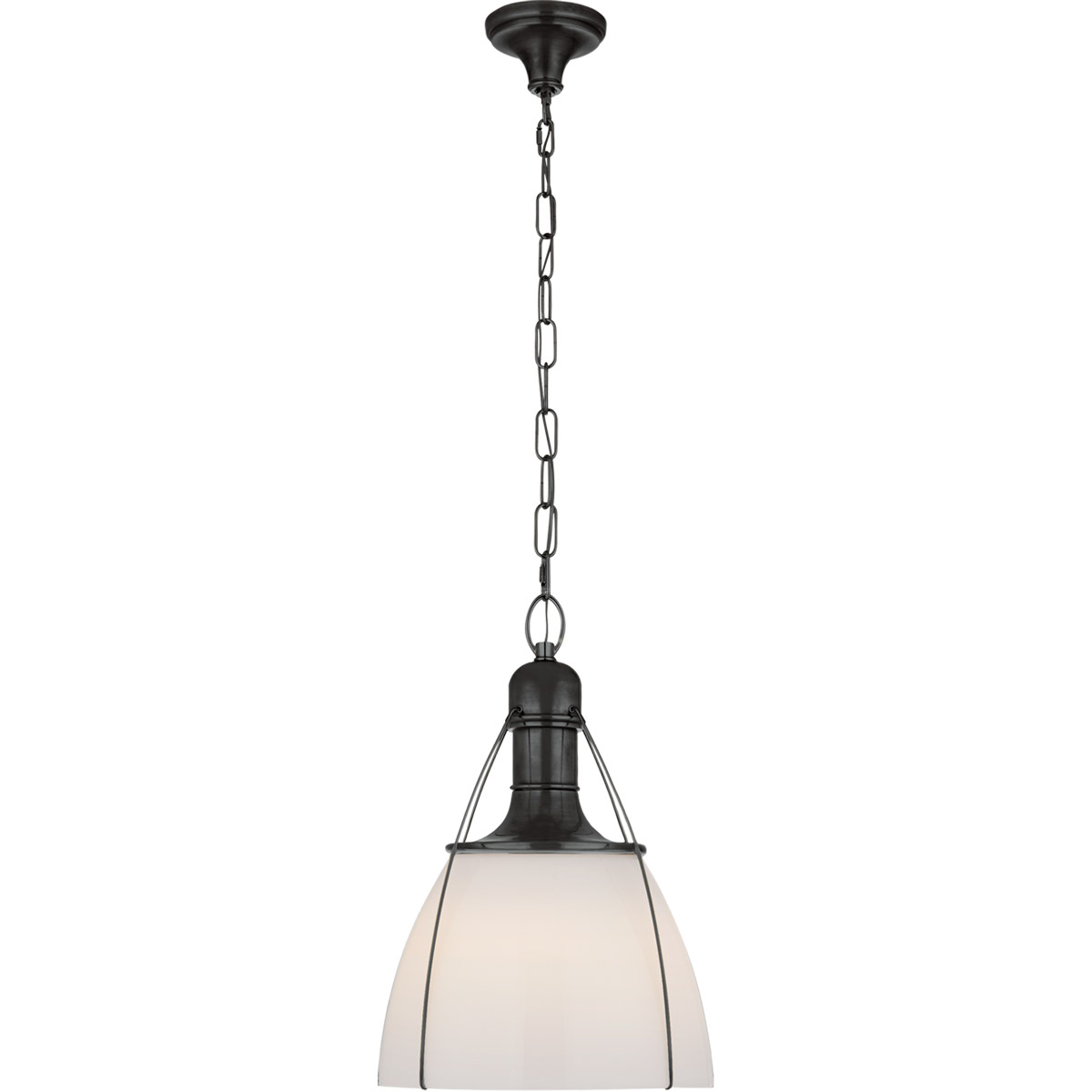 Chapman & Myers Prestwick 1 Light 18 inch Bronze Pendant Ceiling Light in White Glass