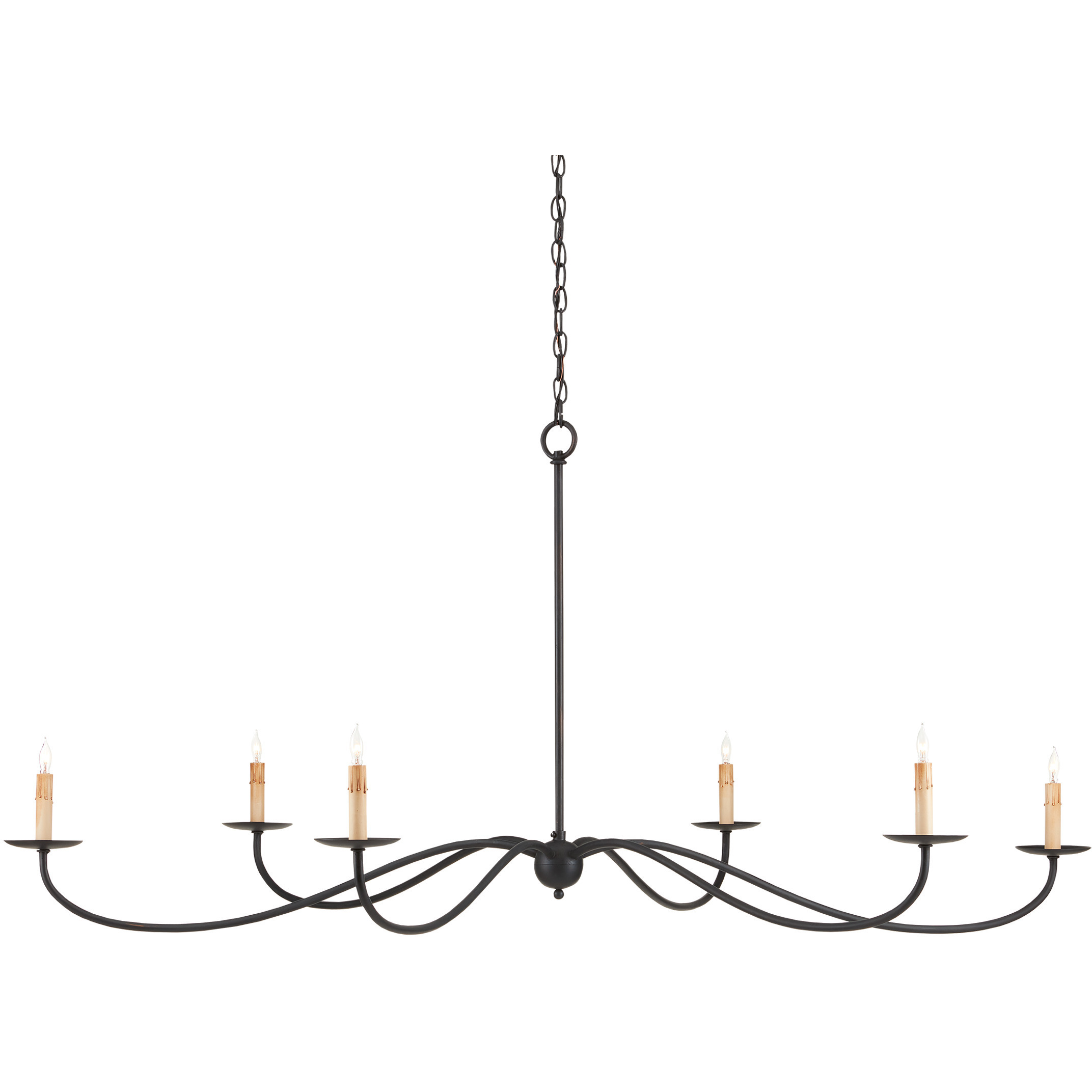Saxon 6 Light 63 inch Zanzibar Black Chandelier Ceiling Light, Large
