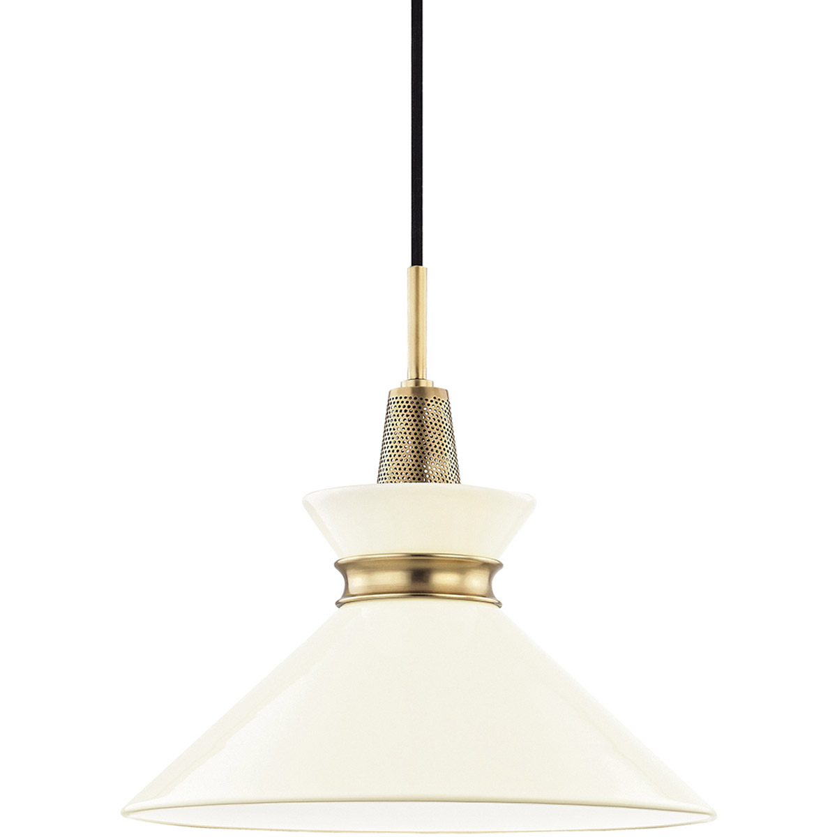 Kiki 1 Light 14 inch Aged Brass Pendant Ceiling Light in Aged Brass / Cream