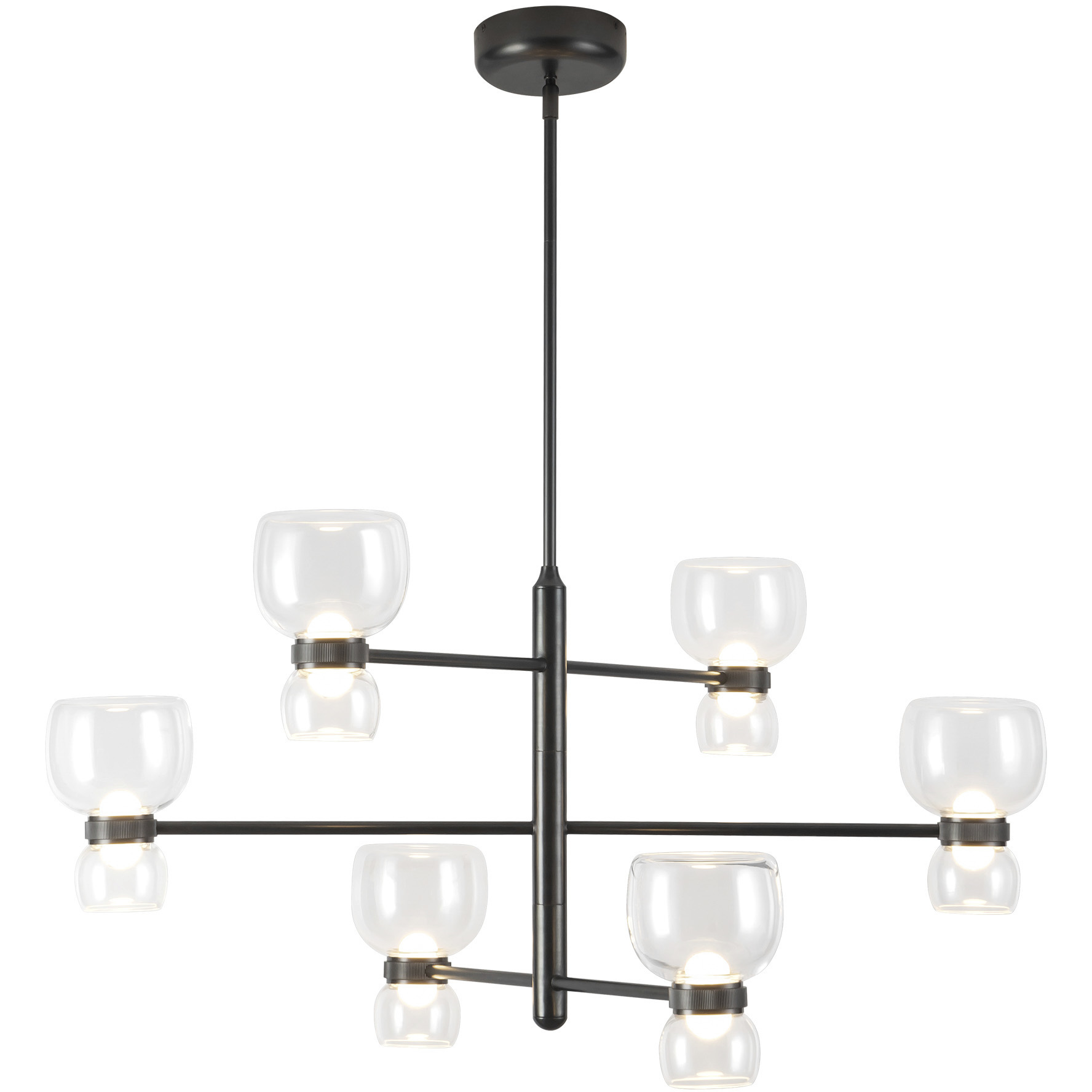 Sutton 36 inch Urban Bronze and Clear Glass Chandelier Ceiling Light