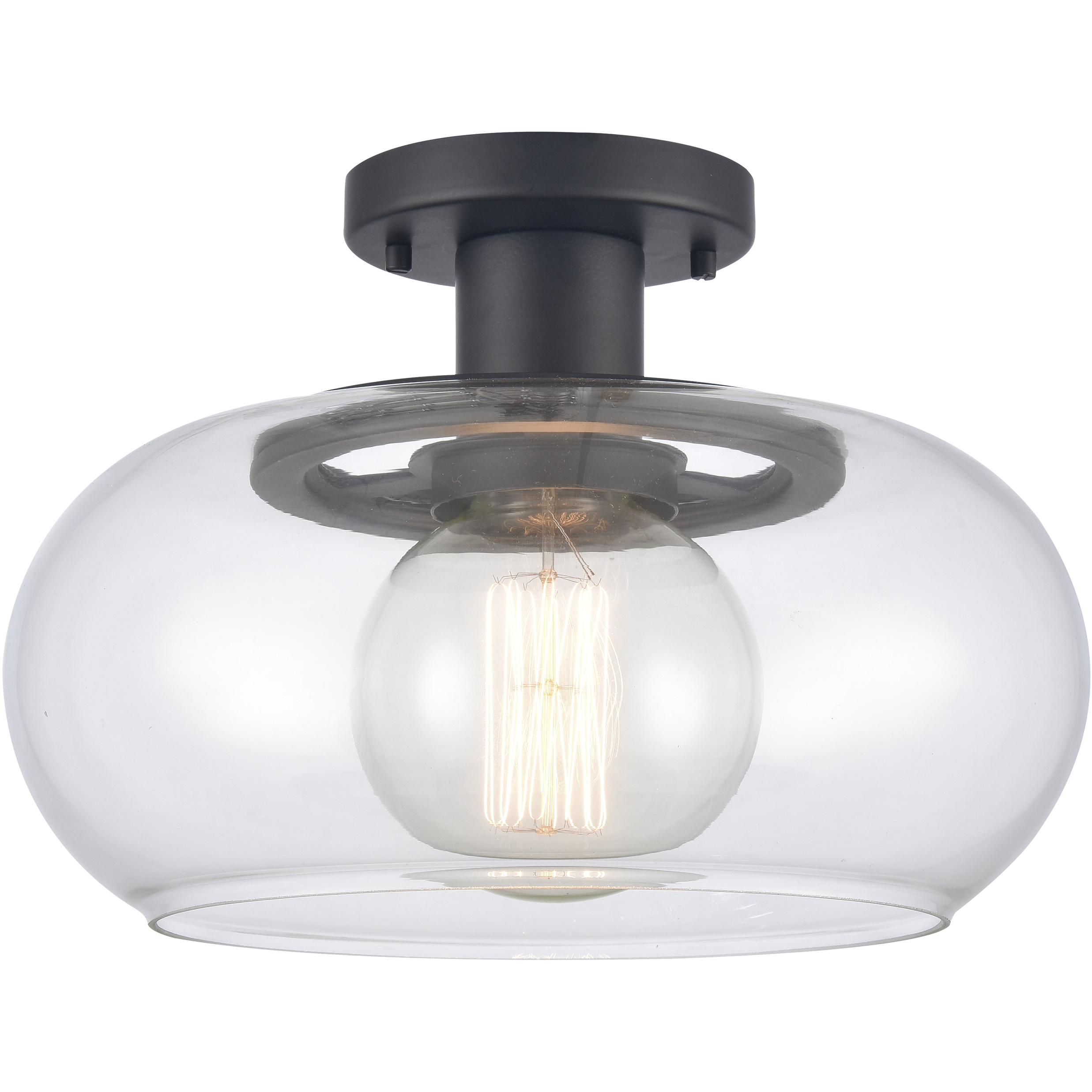 Clement 1 Light 13 inch Matte Black Semi Flush Mount Ceiling Light