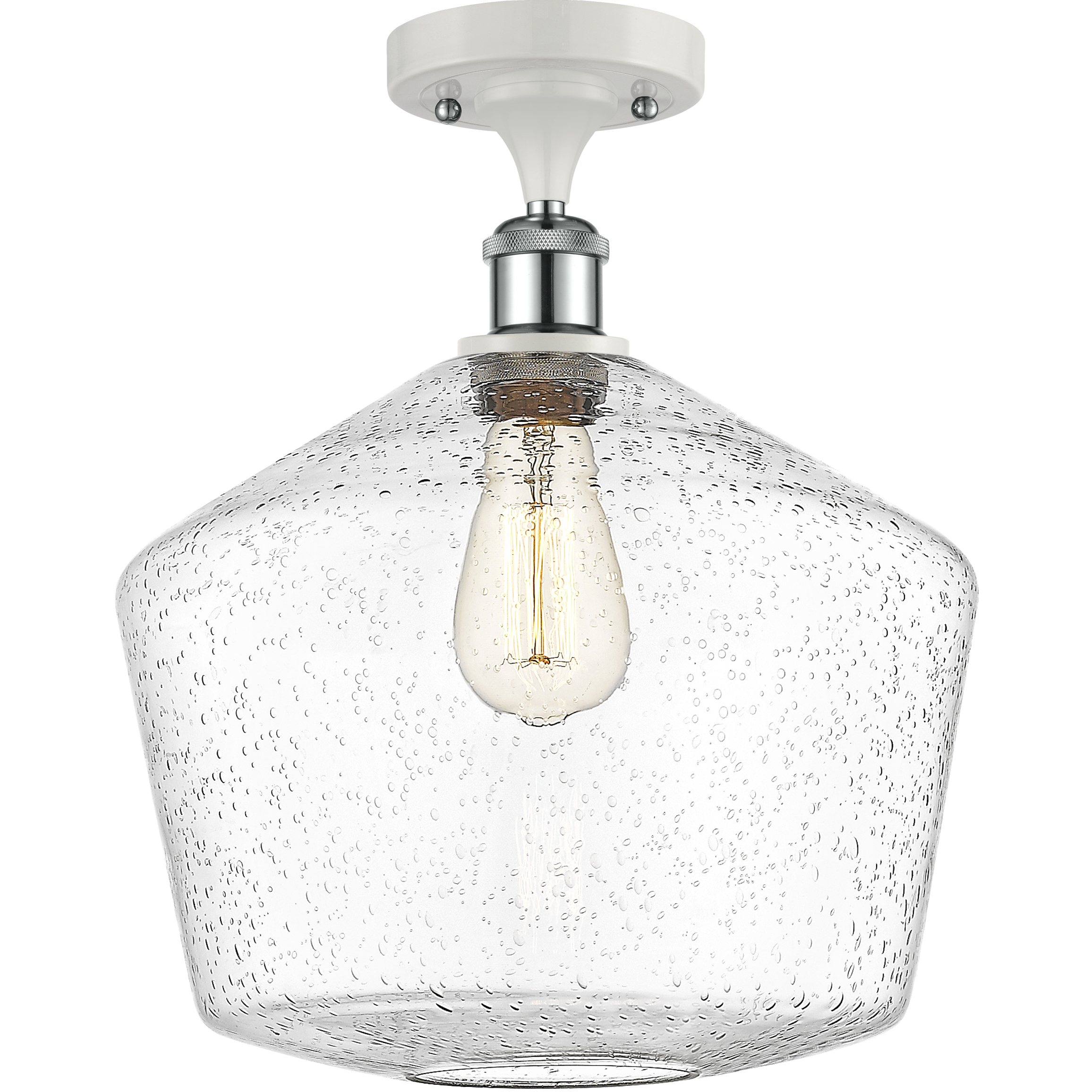 Ballston Cindyrella 1 Light 12 inch White and Polished Chrome Semi-Flush Mount Ceiling Light in Incandescent, Seedy Glass