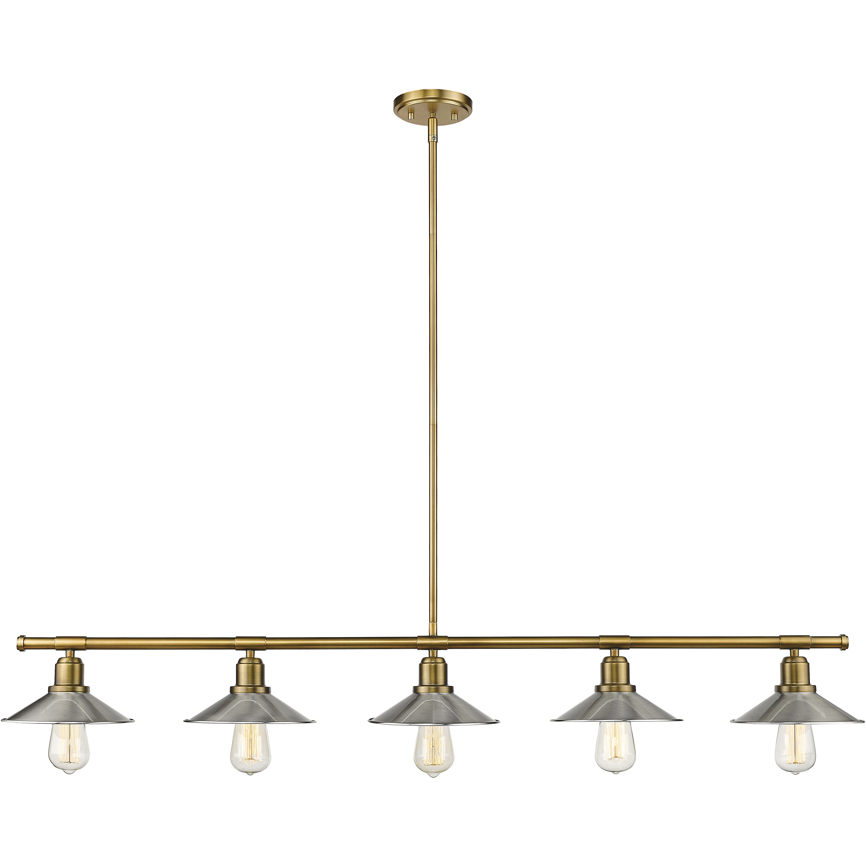 Casa 5 Light 51.5 inch Factory Brass Linear Chandelier Ceiling Light in Brushed Nickel Steel