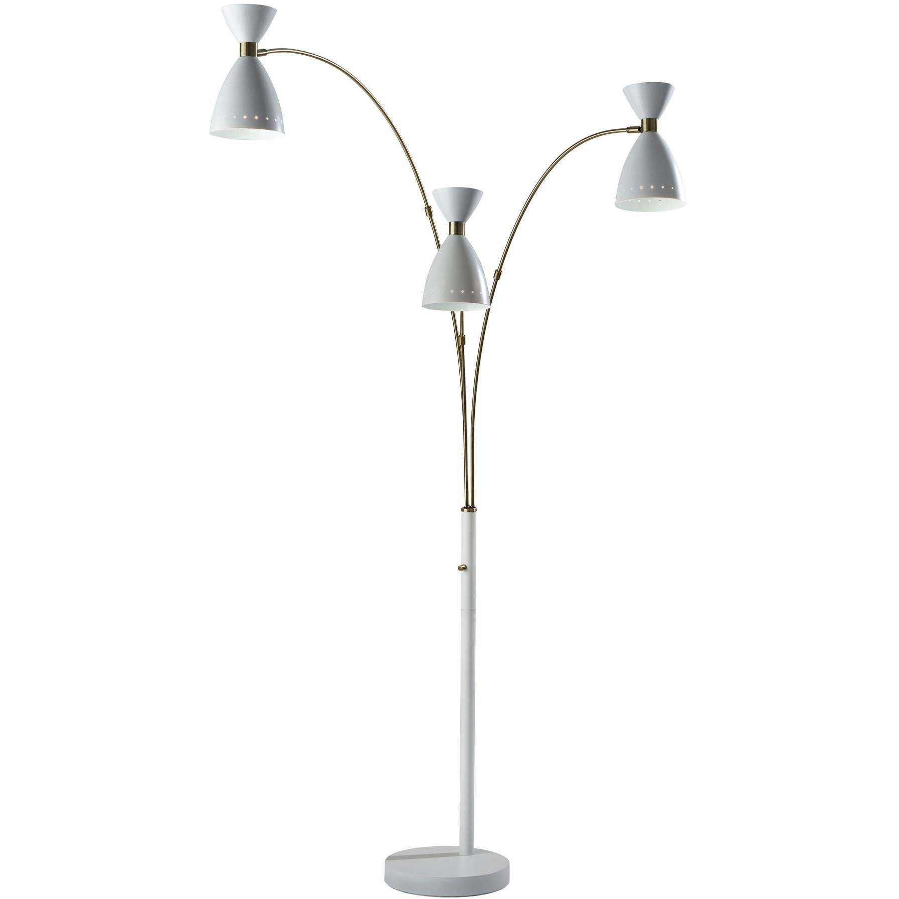Oscar 82 inch 40.00 watt White and Antique Brass Arc Lamp Portable Light, 3-Arm
