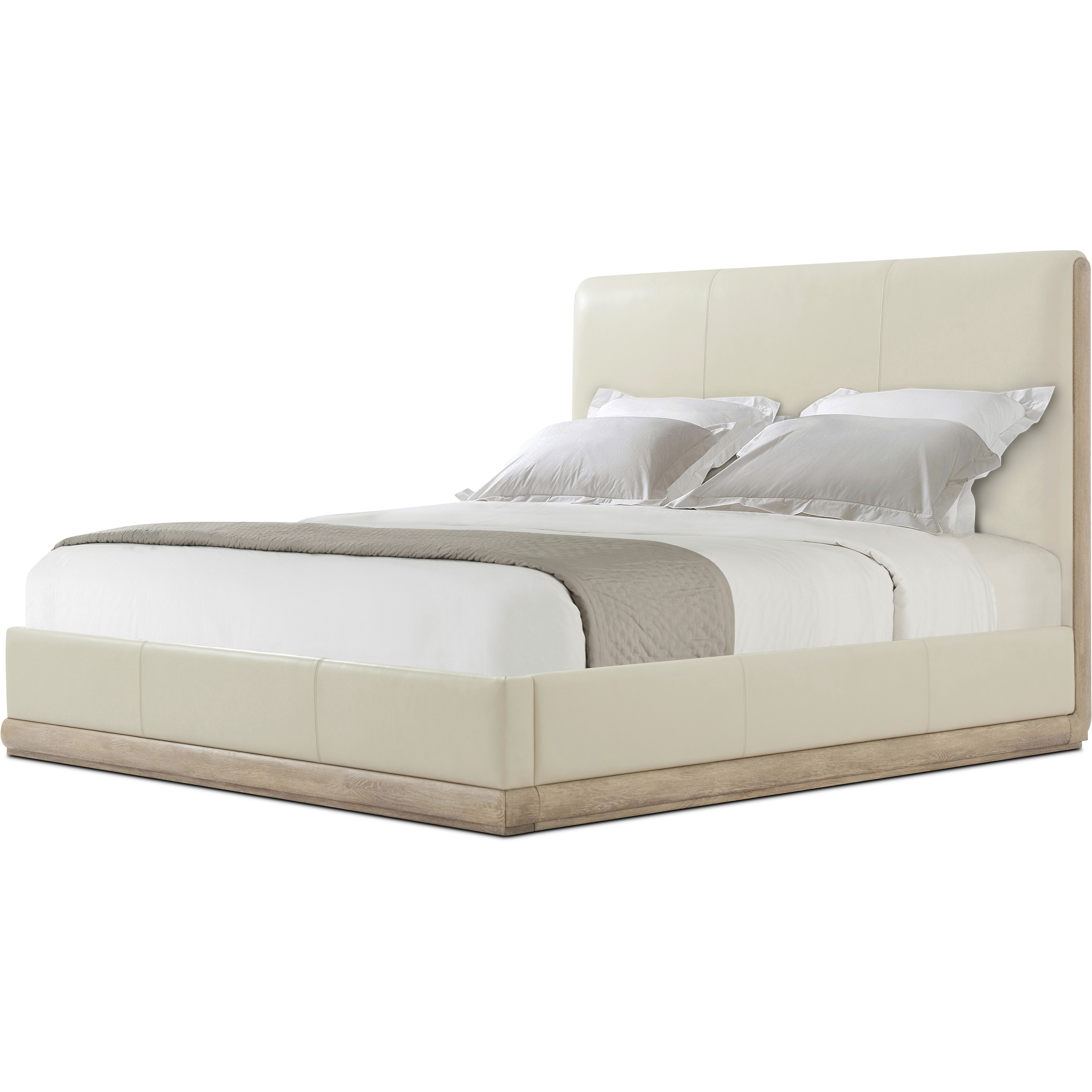 Repose Grey Oak California King Bed, Wooden, Upholstered