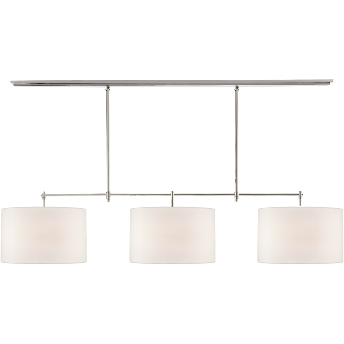 Thomas O'Brien Bryant 3 Light 60 inch Polished Nickel Billiard Light Ceiling Light in Linen, Large