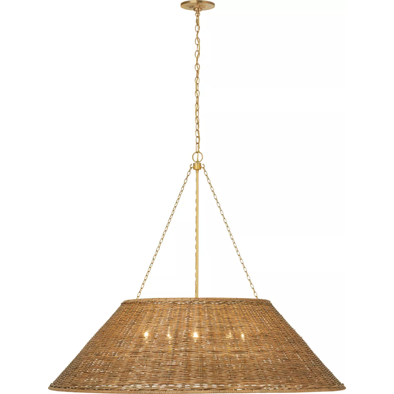Marie Flanigan Corinne LED 44 inch Soft Brass Woven Hanging Shade Ceiling Light in Natural Wicker