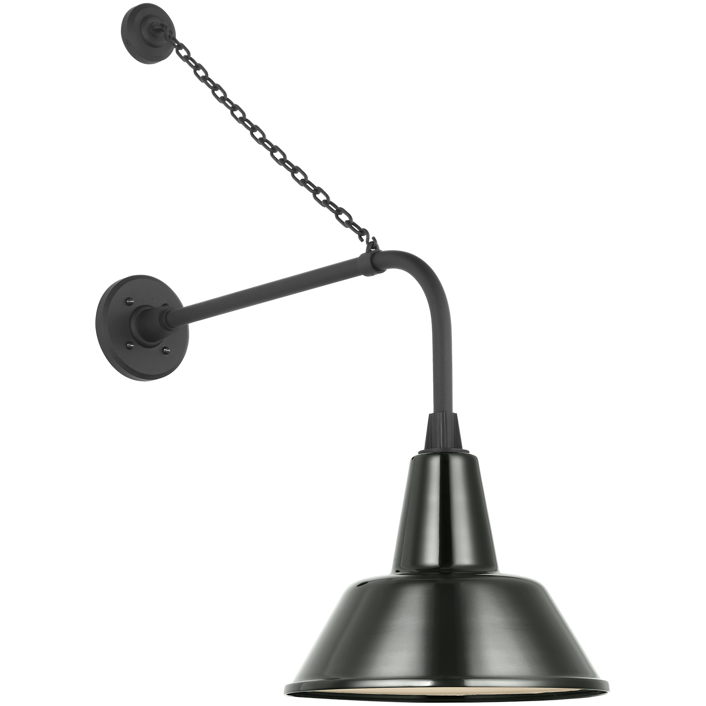 Thomas O'Brien Academy Barn Light LED 32.5 inch Matte Black Anchored Rex Barn Light in 12.5" Green Bowers Shade