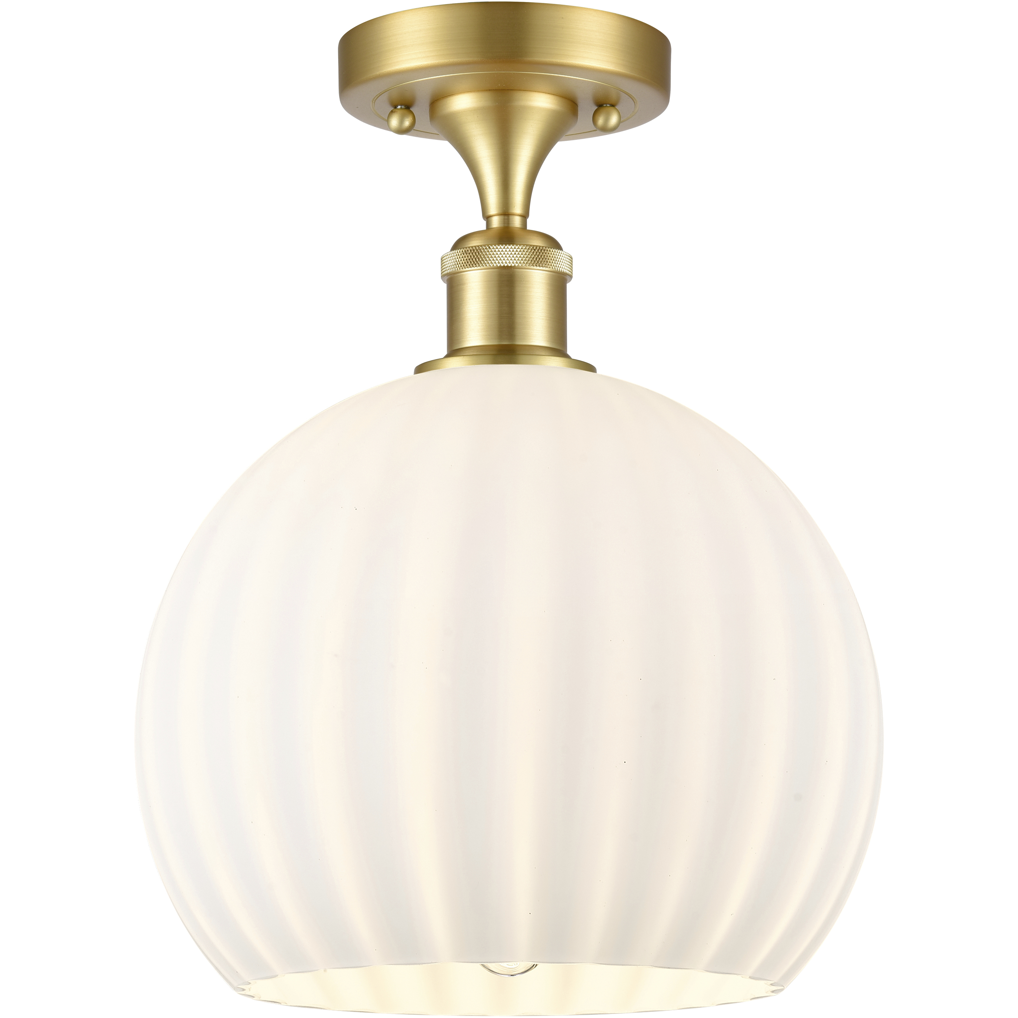 Edison White Venetian 1 Light 10 inch Satin Gold Semi-Flush Mount Ceiling Light