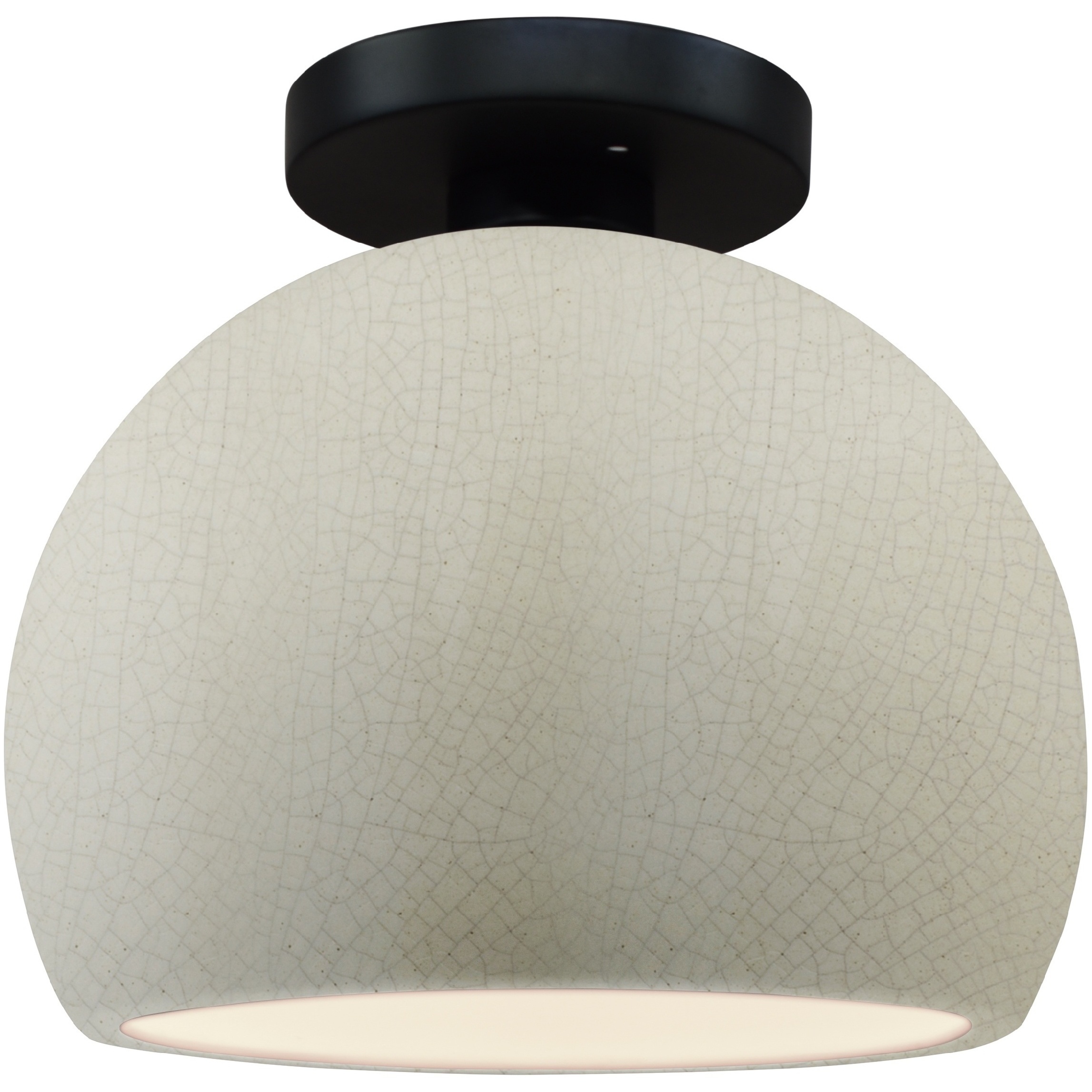 Radiance 1 Light 7 inch White Crackle and Matte Black Semi Flush Ceiling Light