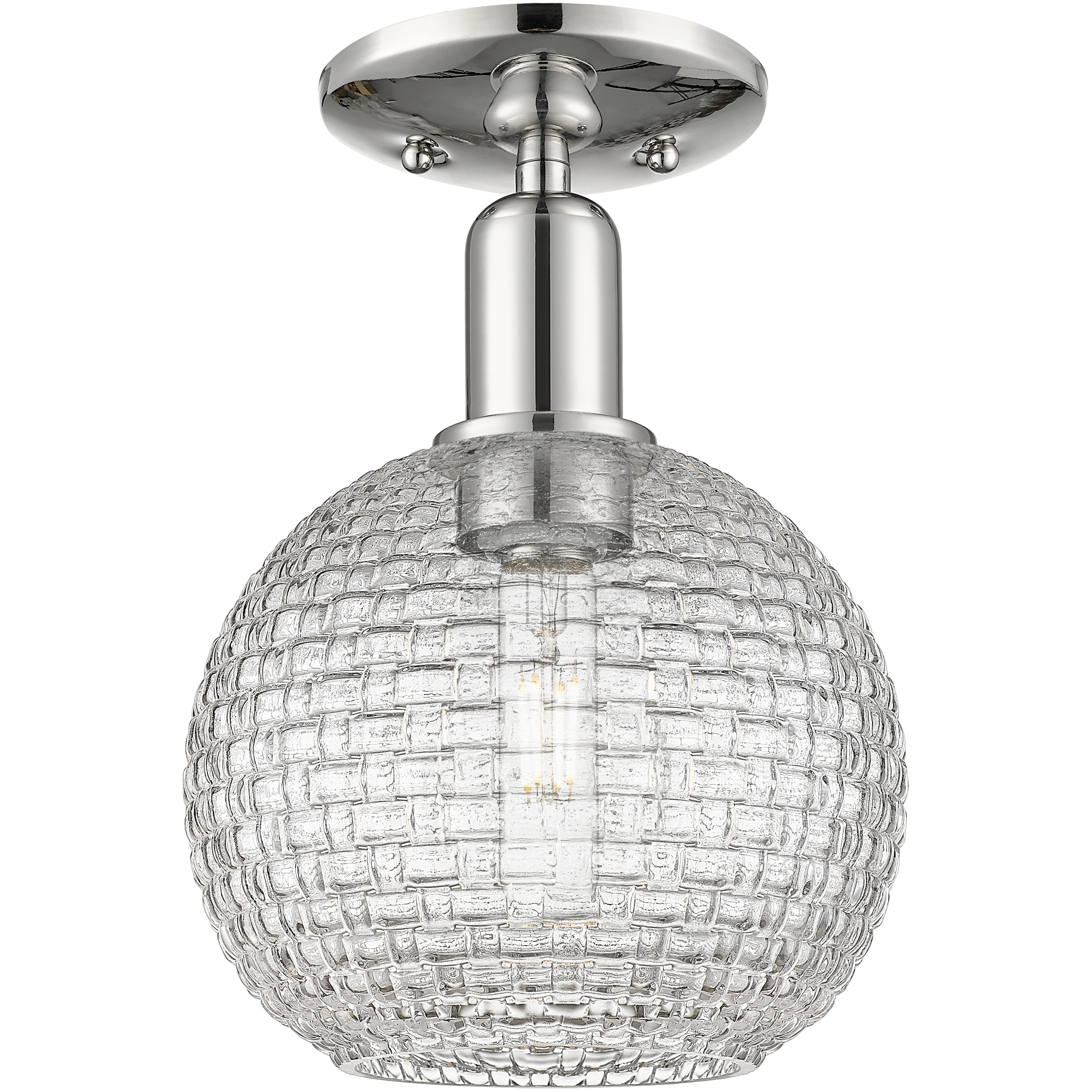 Arcadia Athens 1 Light 8 inch Polished Nickel Semi-Flush Mount Ceiling Light
