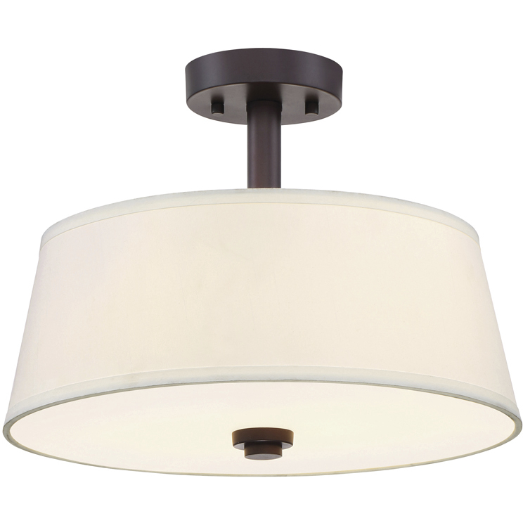 Studio 2 Light 15 inch Satin Bronze Semi-Flush Ceiling Light