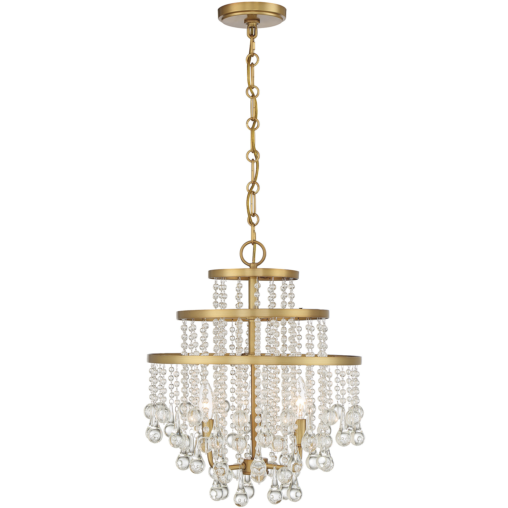 Luna 3 Light 16 inch Warm Brass Mini Chandelier Ceiling Light