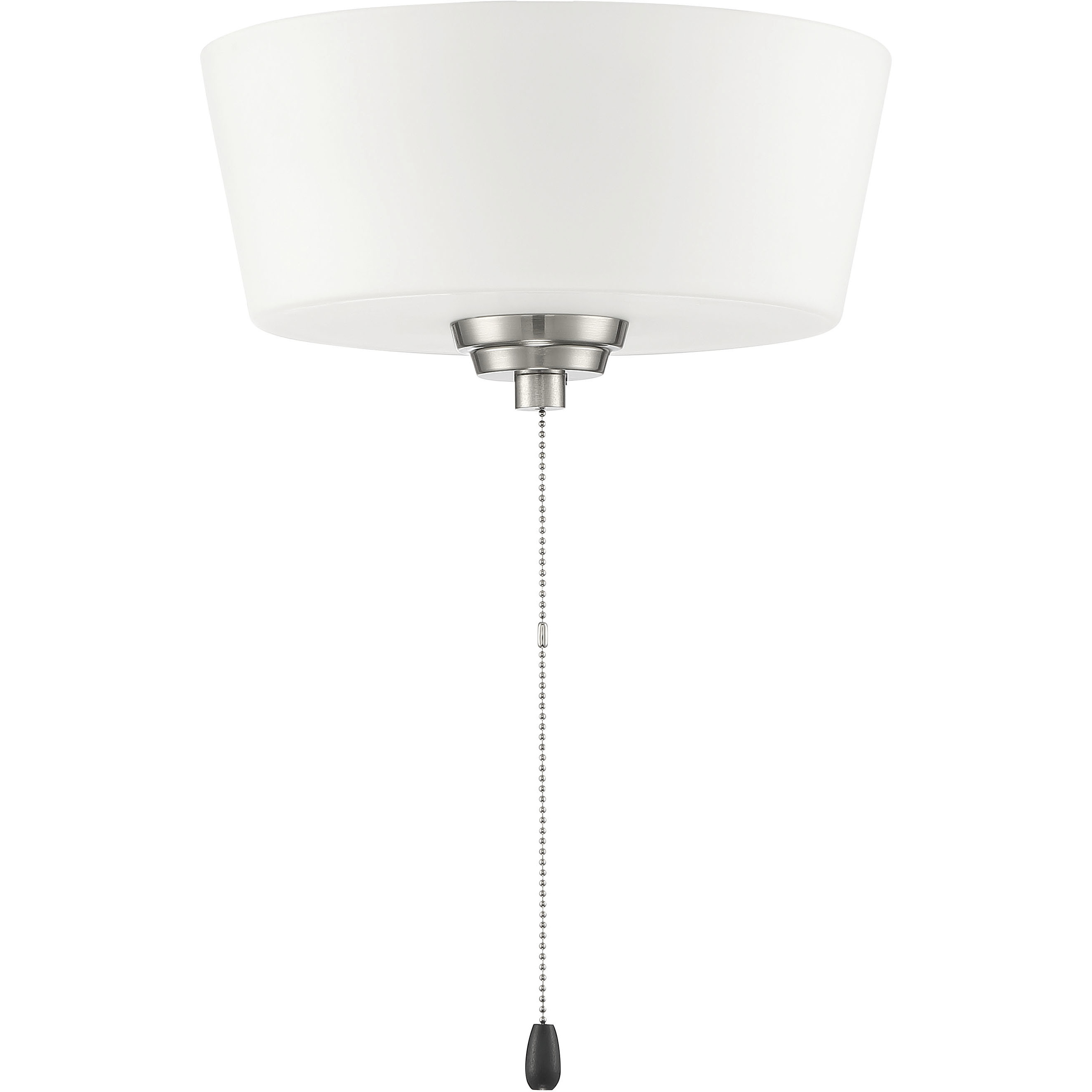 Outdoor Bowl LED Brushed Polished Nickel Fan Light Kit in White Glass