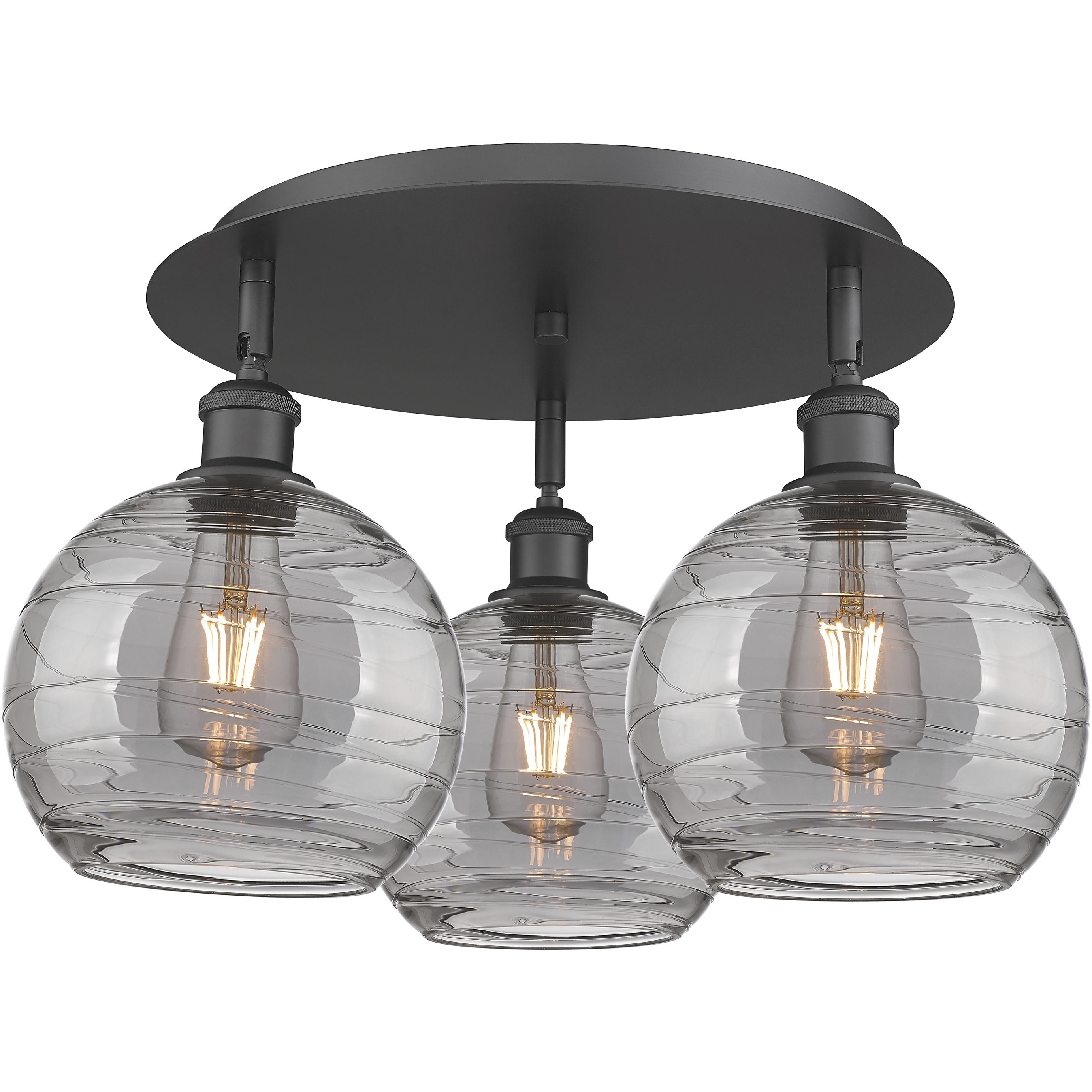 Ballston Athens Deco Swirl 3 Light 19.75 inch Matte Black Flush Mount Ceiling Light