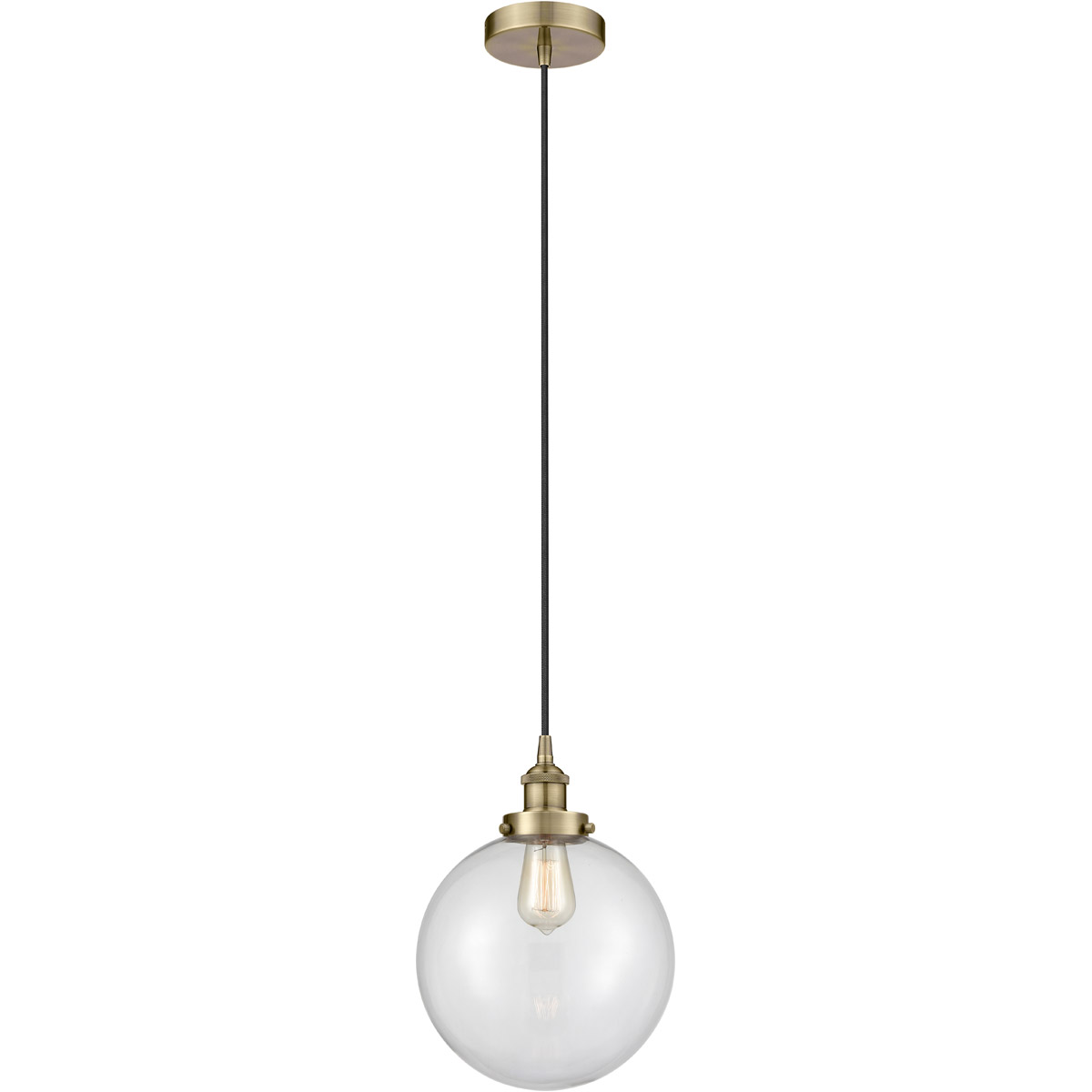 Edison Beacon 1 Light 10 inch Antique Brass Mini Pendant Ceiling Light