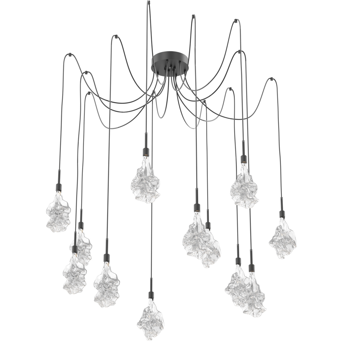 Blossom LED 14.6 inch Matte Black Swag Multi-Pendant Ceiling Light in 3000K LED