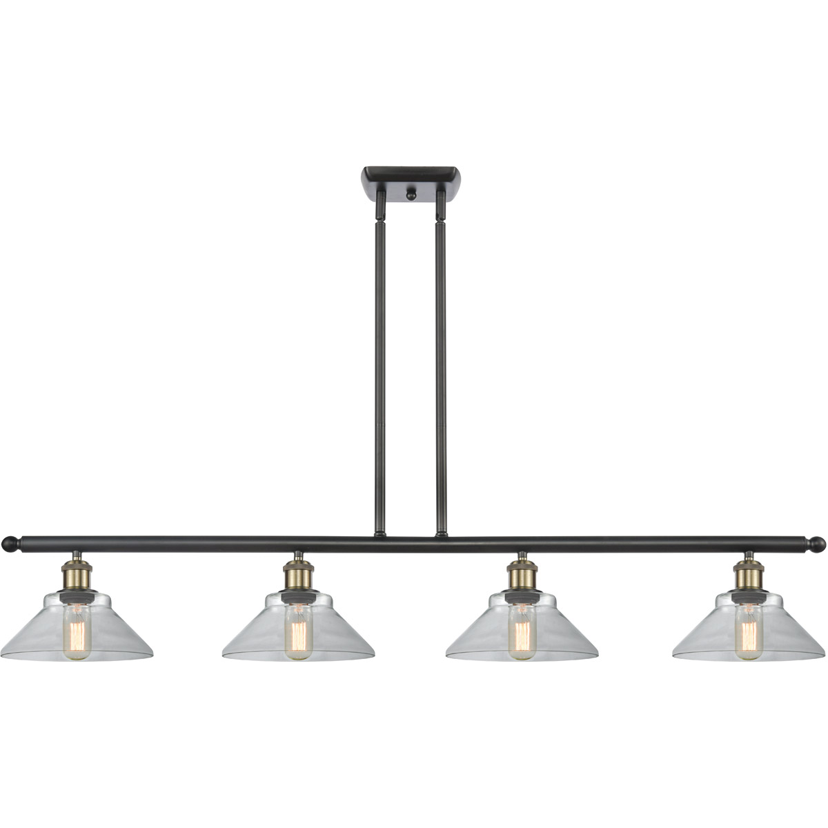 Ballston Orwell LED 48 inch Black Antique Brass Island Light Ceiling Light in Clear Glass, Ballston